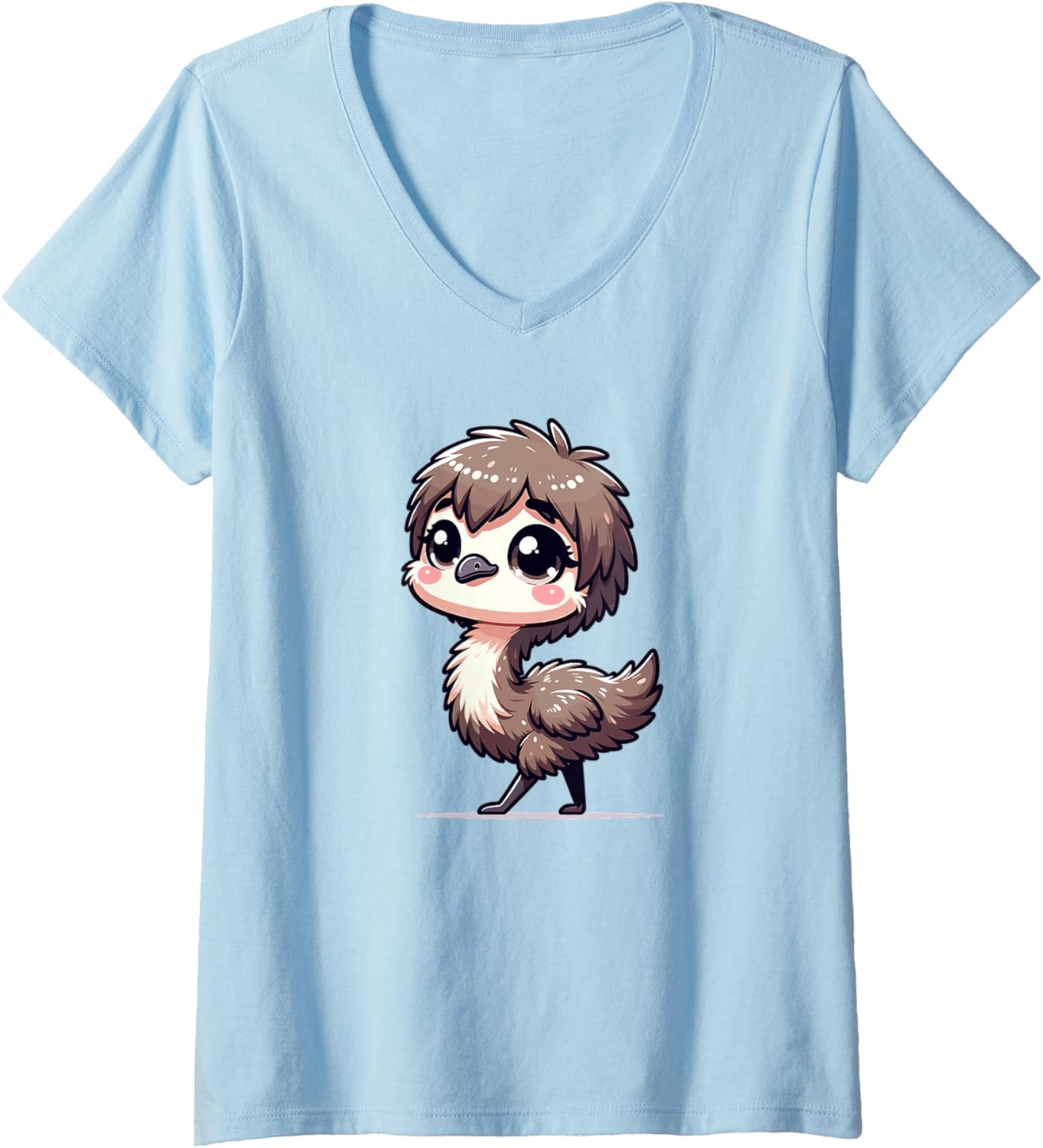 Womens Adorable Cute Japanese Kawaii Chibi Emu V-Neck