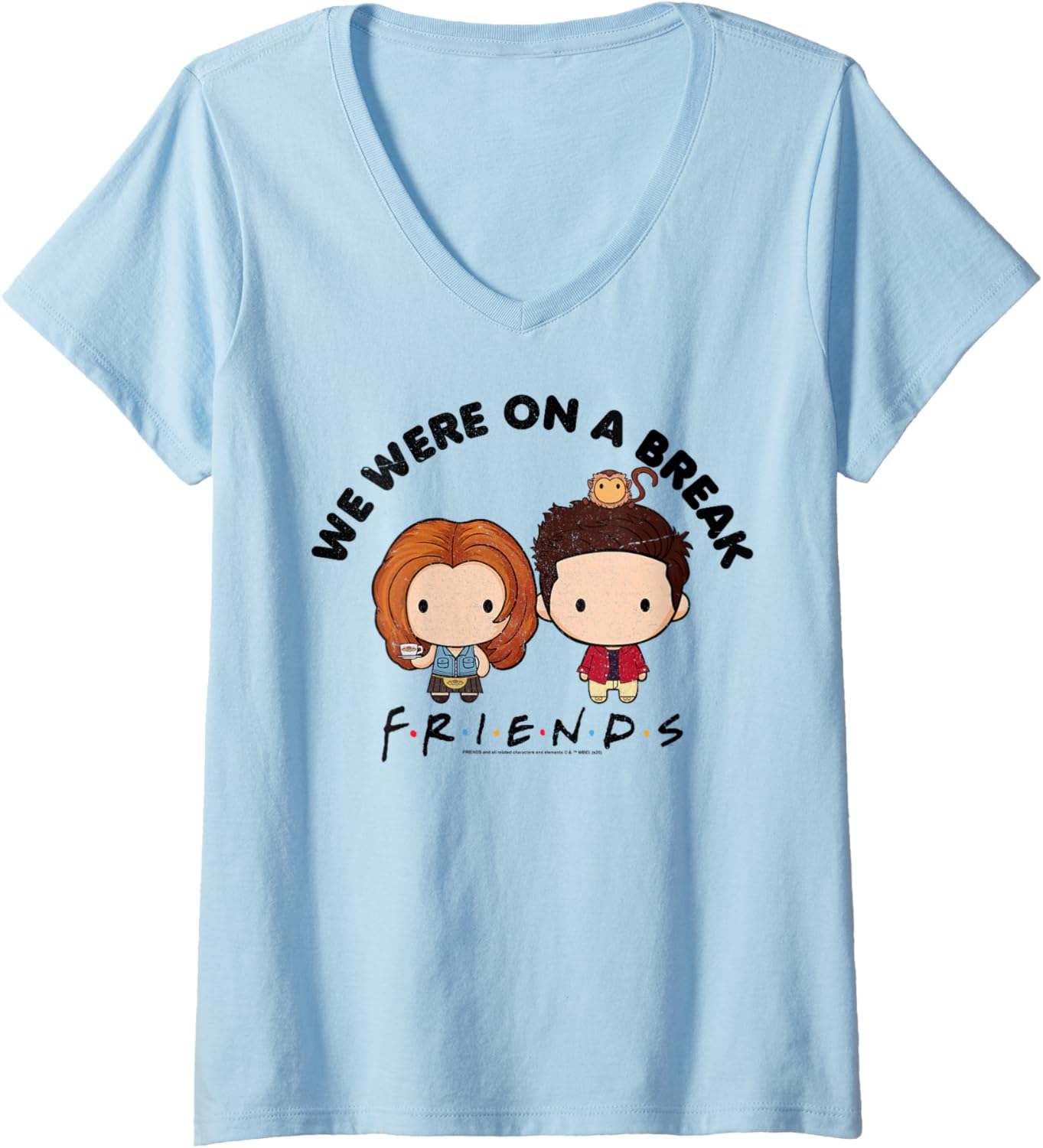 Friends Chibi Ross & Rachel We Were On A Break V-Neck