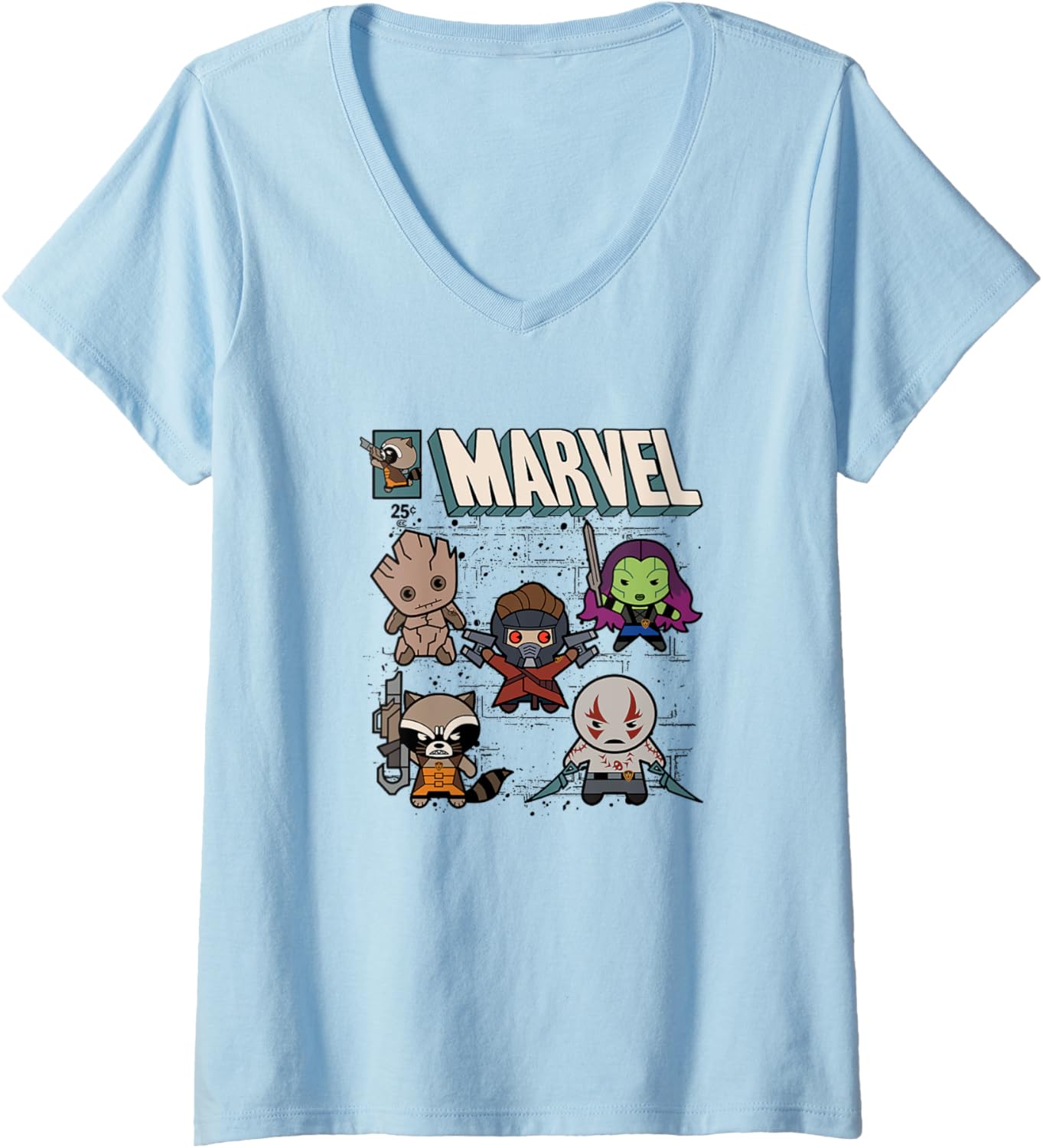 Marvel Kawaii Guardians Of The Galaxy Chibi Group Shot V-Neck