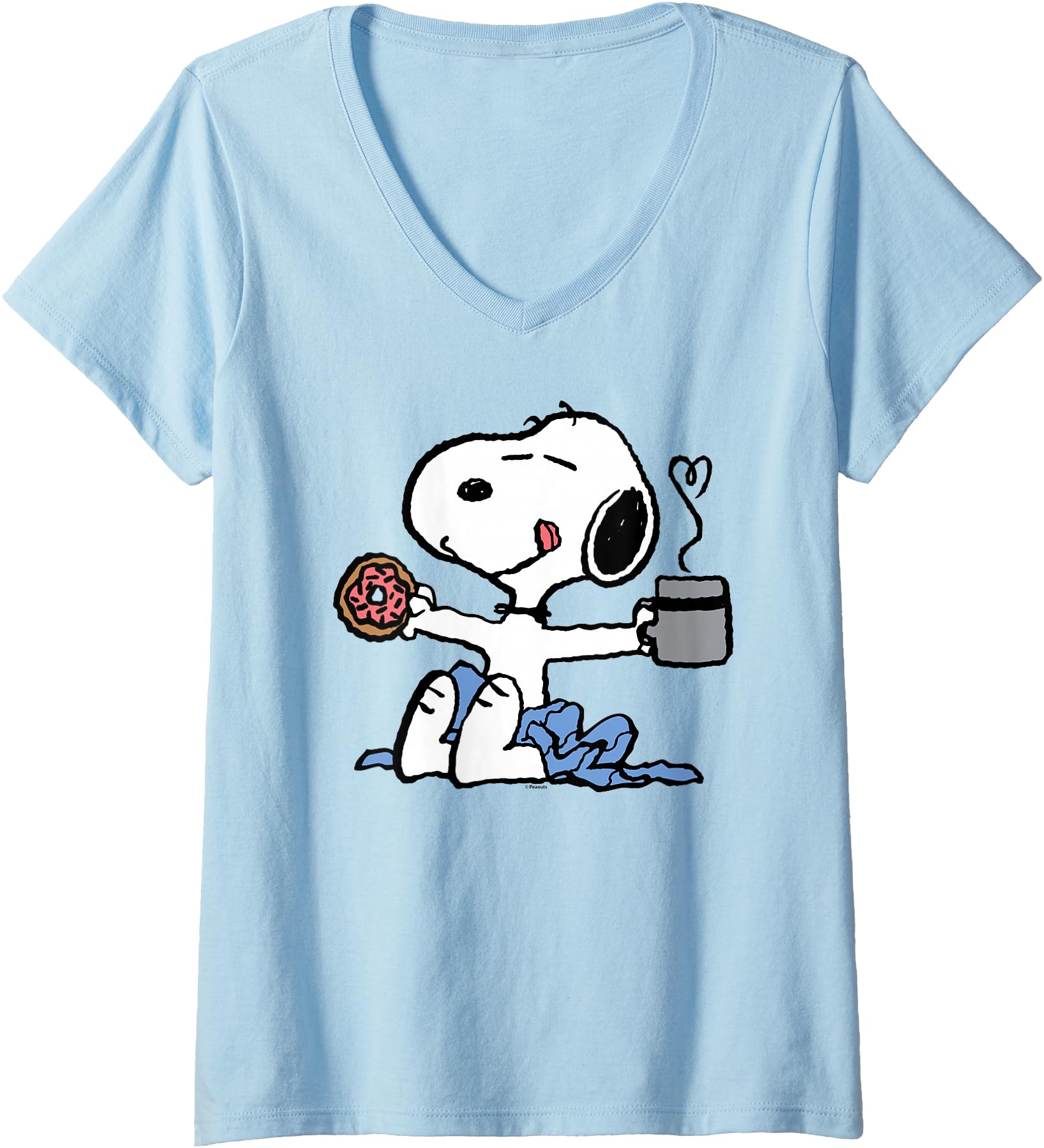 Womens Peanuts - Donut Coffee Snoopy V-Neck