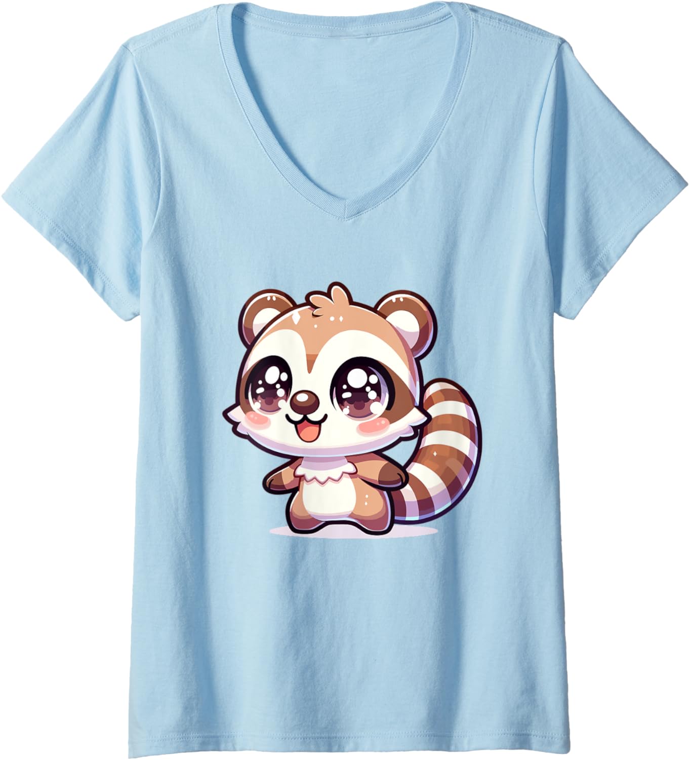 Womens Adorable Cute Japanese Kawaii Chibi Coati V-Neck