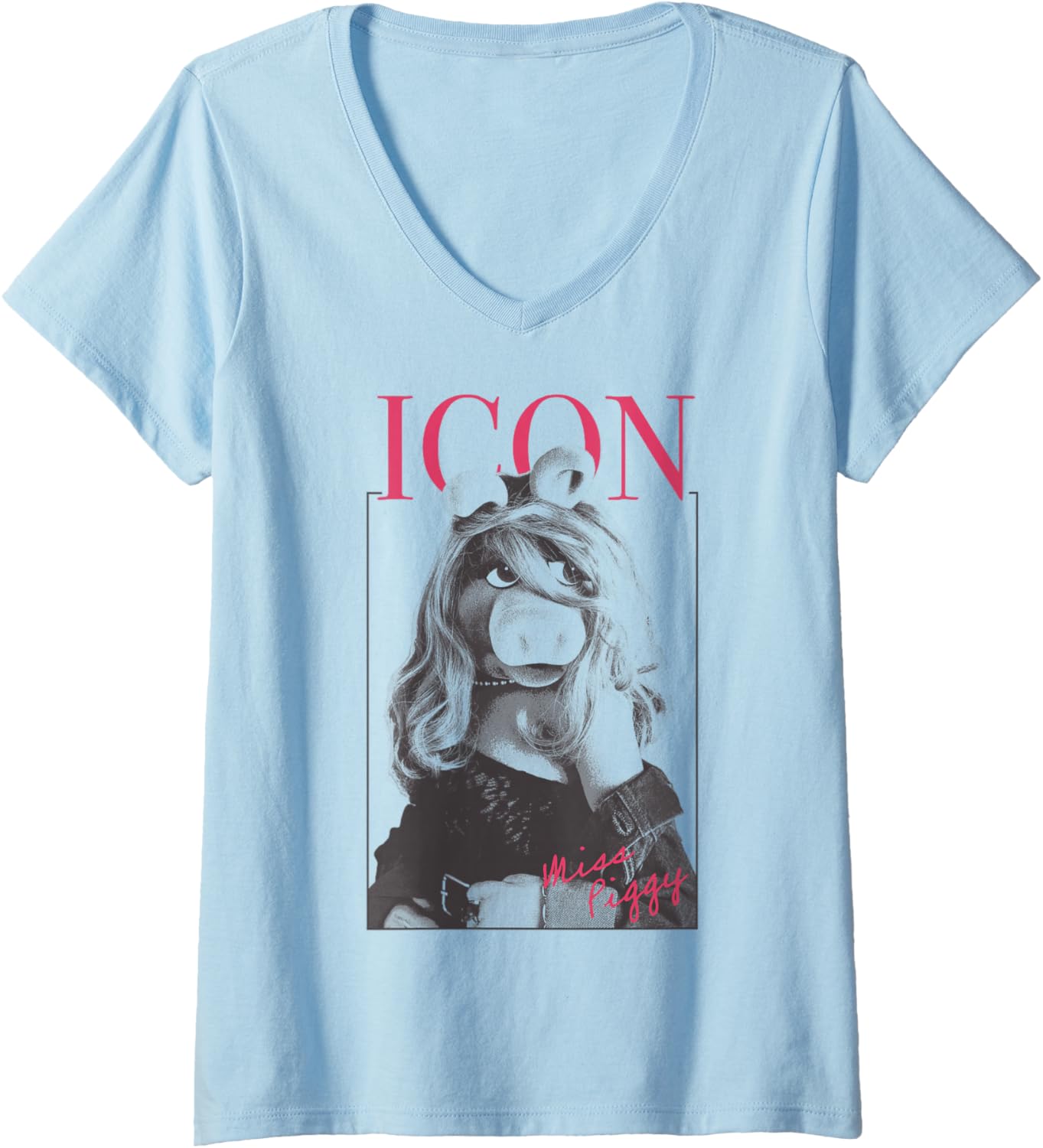 Womens Disney The Muppets Miss Piggy Icon Magazine Poster V-Neck