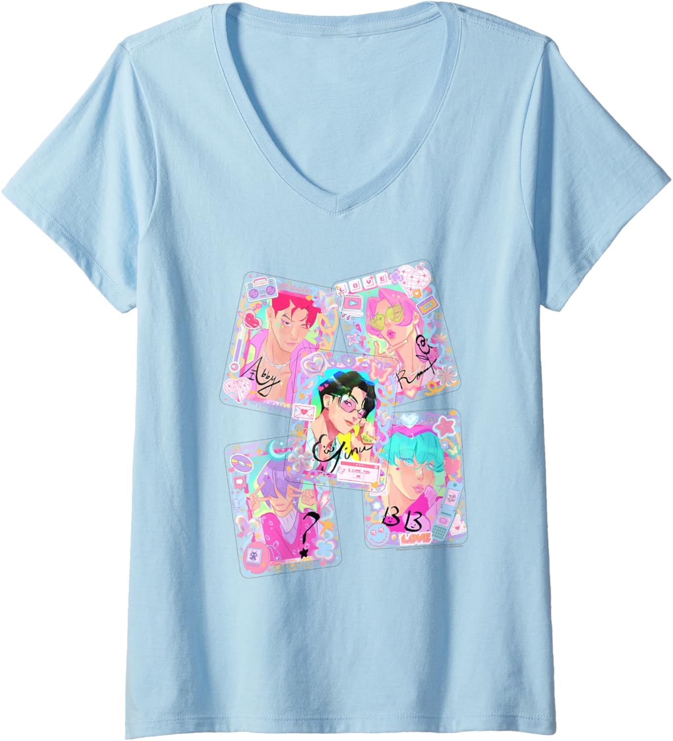 Womens Kpop Demon Hunters Halloween Saja Boys Deco Photocards V-Neck