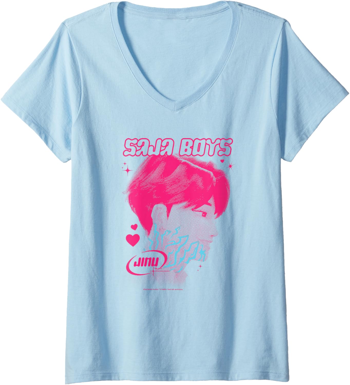 Womens Kpop Demon Hunters Halloween Saja Boys Jinu Demon Markings V-Neck