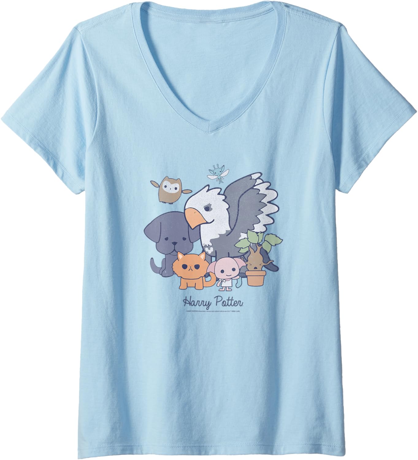 Womens Harry Potter Magical Creatures Chibi V-Neck
