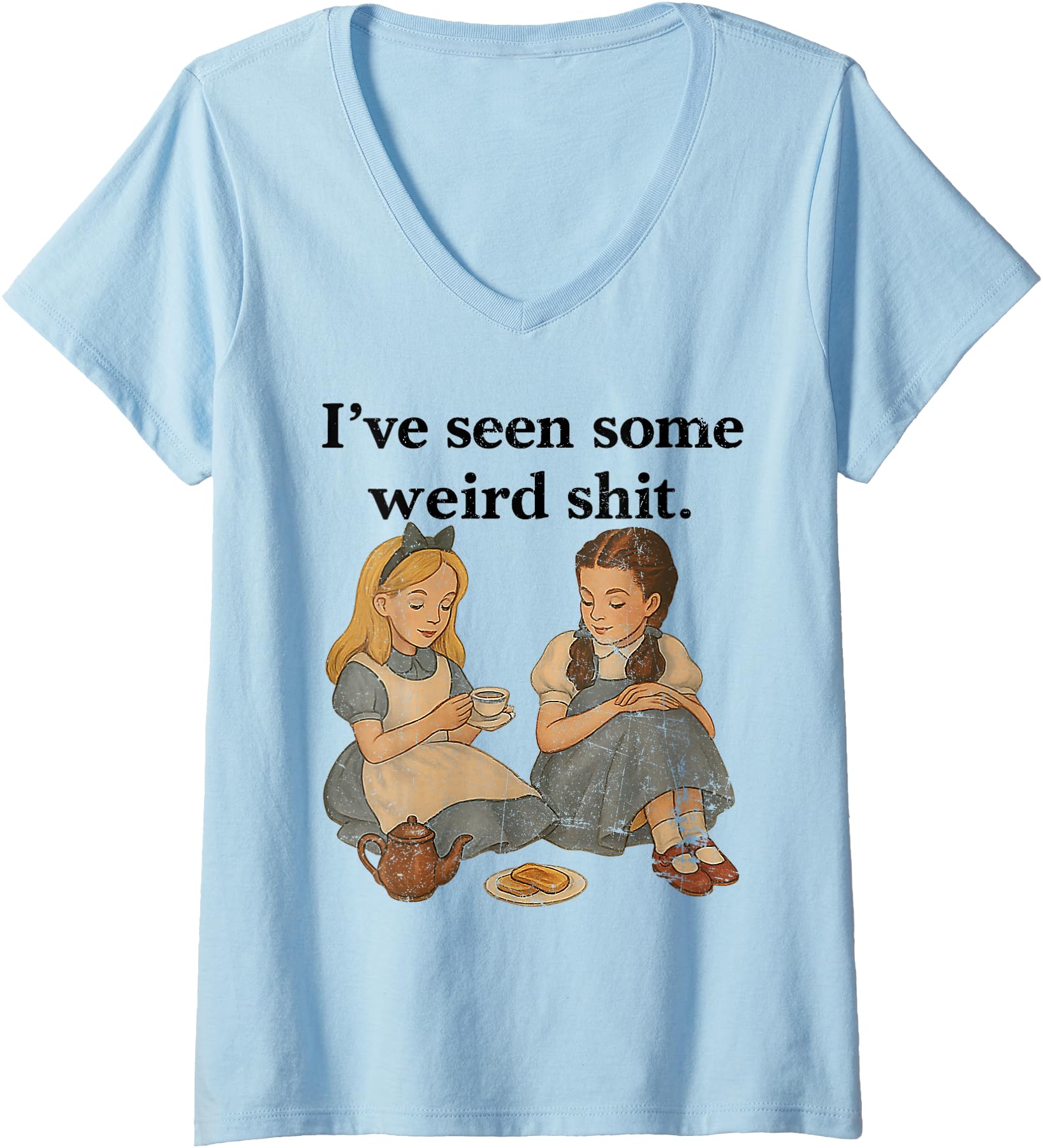 Womens I've Seen Some Weird Shit Vintage Funny Girl Women V-Neck