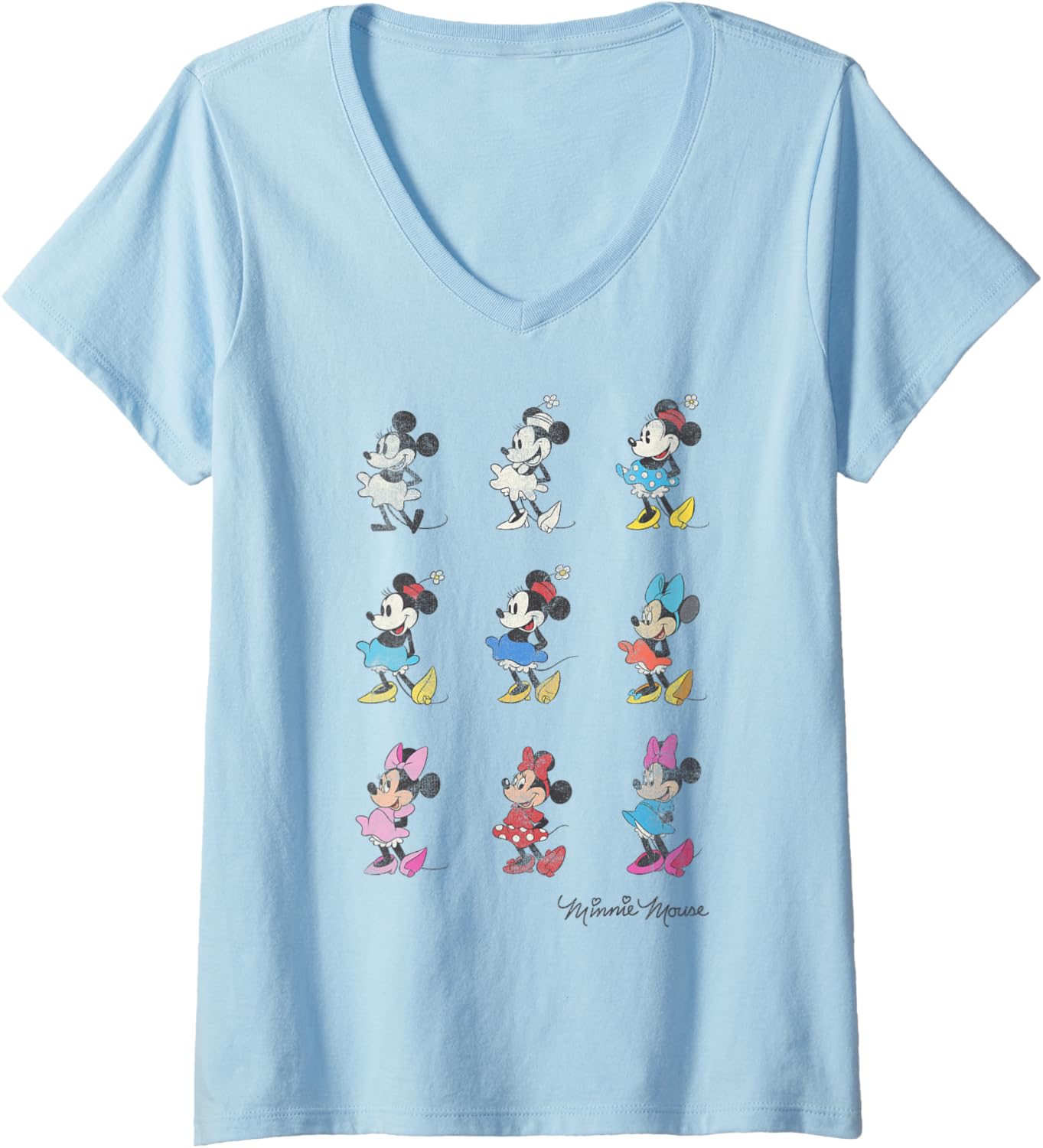 Womens Disney Mickey And Friends Minnie Mouse Through The Years V-Neck