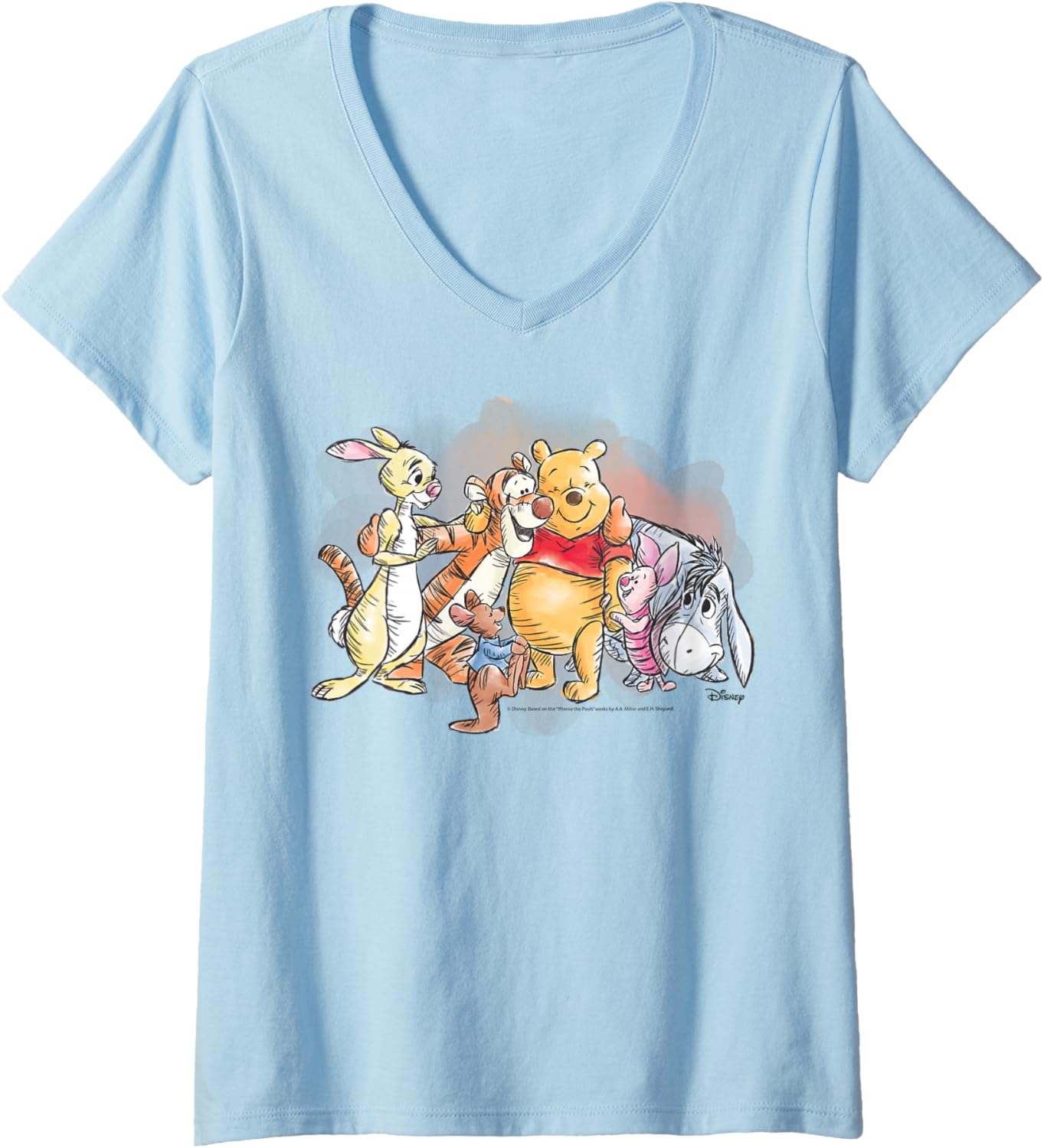 Womens Winnie the Pooh - Watercolor V-Neck