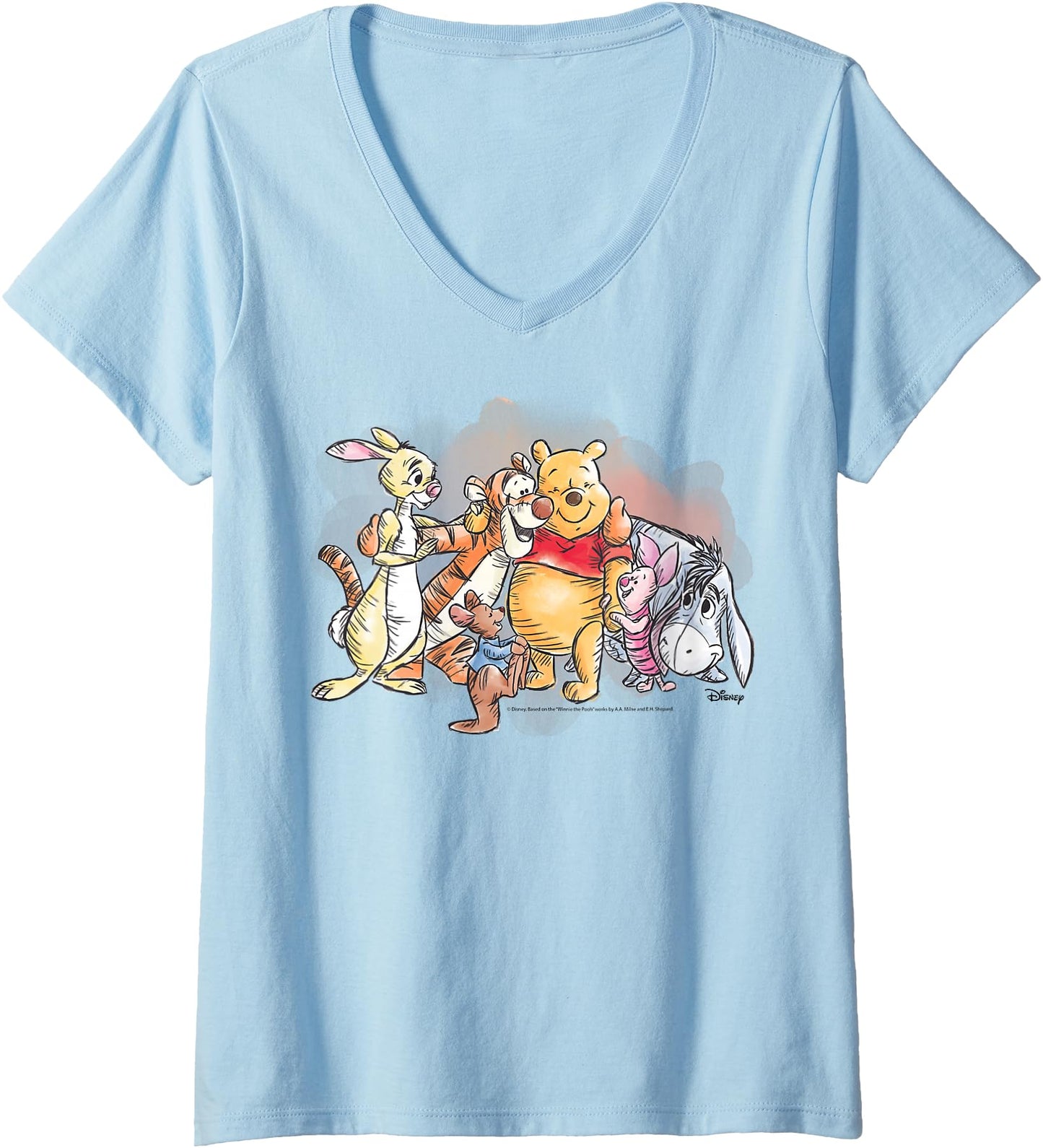 Womens Winnie the Pooh - Watercolor V-Neck