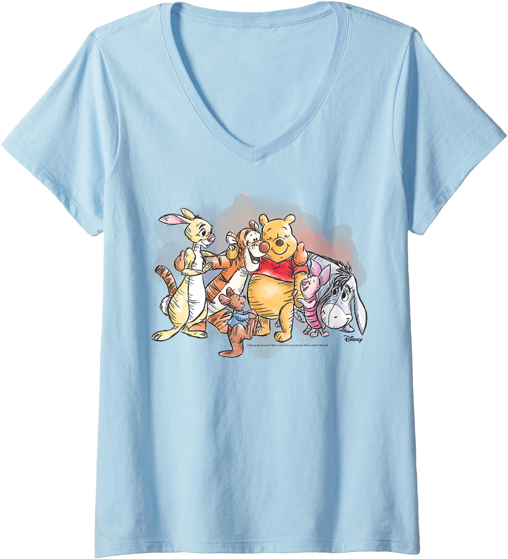Womens Winnie the Pooh - Watercolor V-Neck