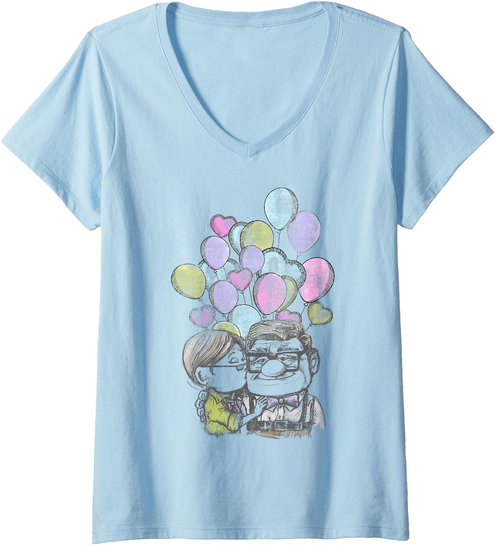 Womens Disney Pixar Up Carl And Ellie Love V-Neck