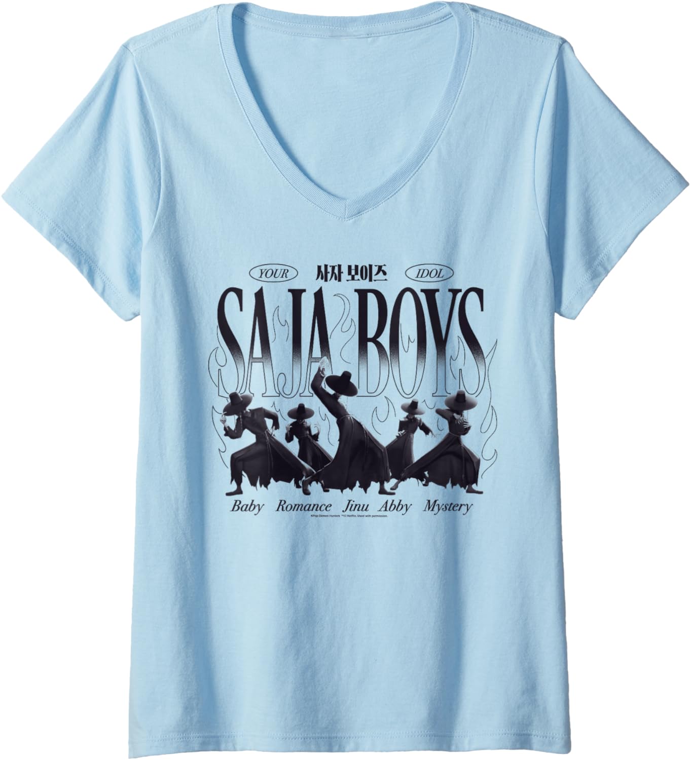 Womens Kpop Demon Hunters Halloween Saja Boys Your Idol Demon Forms V-Neck