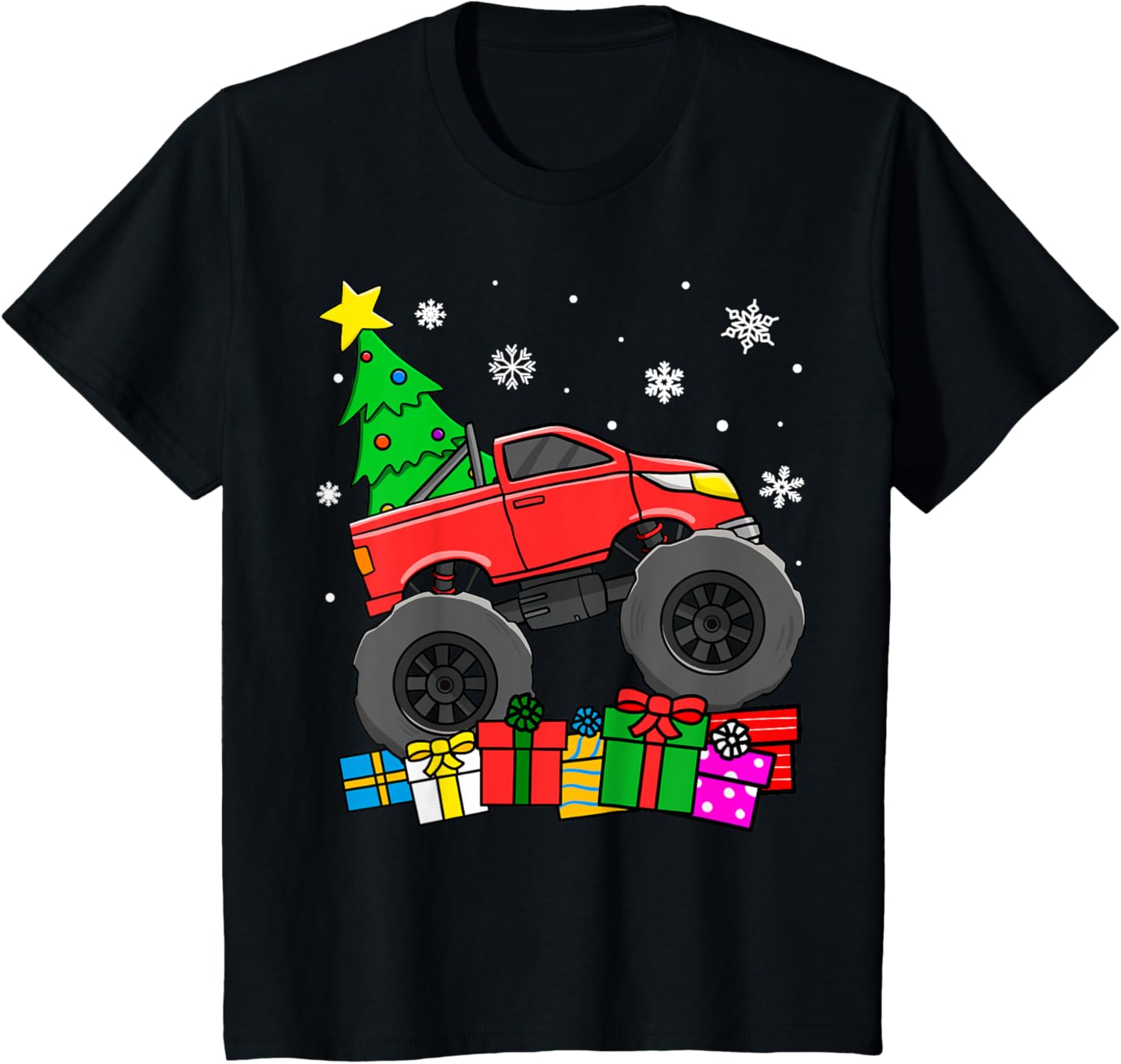 Kids Boys Monster Truck Christmas Tree Snowflakes Toddler
