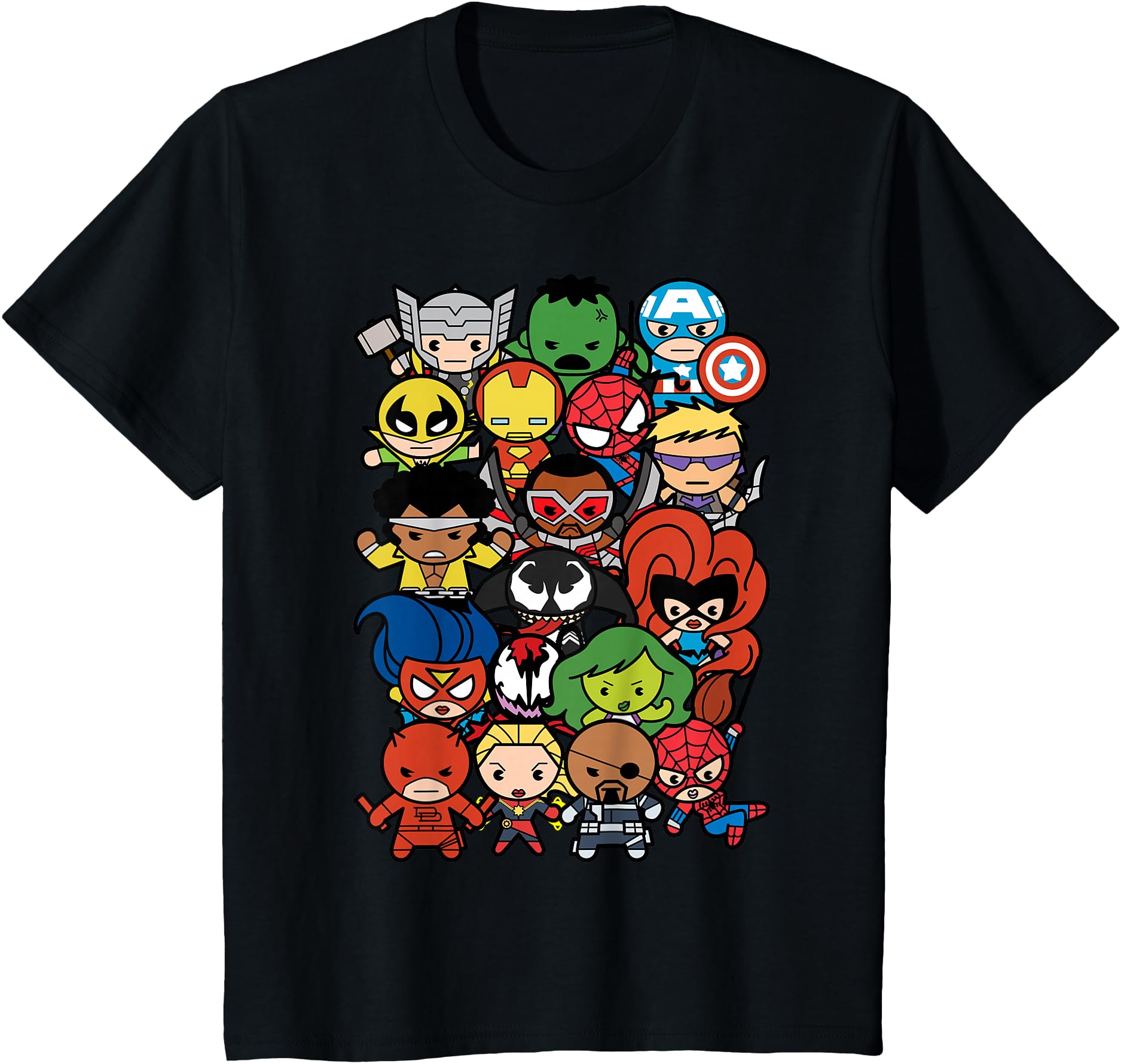 Kids Marvel Heroes And Villains Team Kawaii Graphic T-Shirt