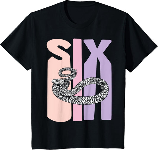 6th Birthday Girl Snake Lover Pet Reptile 6 Years Old T-Shirt
