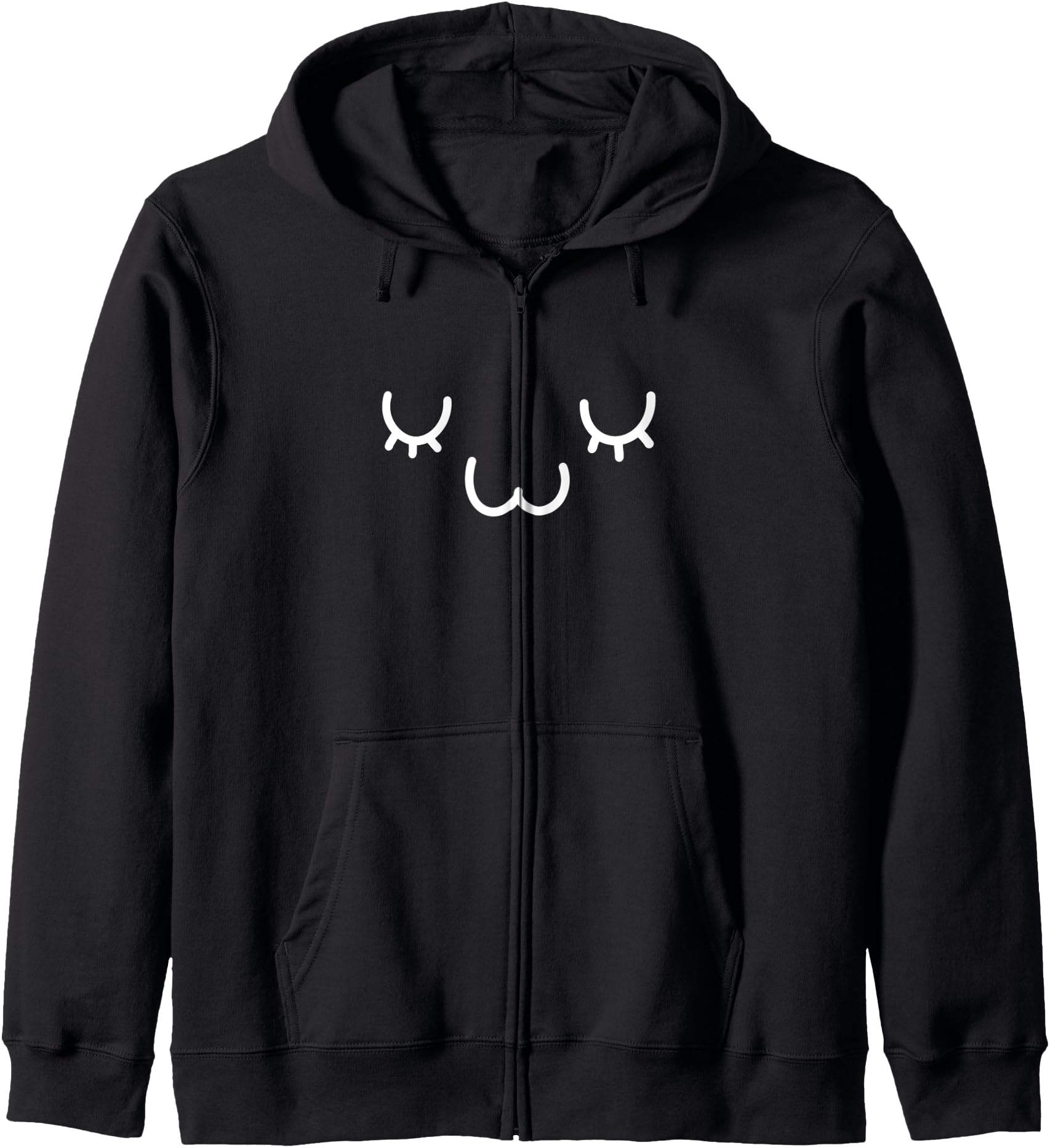 Kawaii UWU Face Hand Drawn Cute Japanese Anime Fan Zip Hoodie