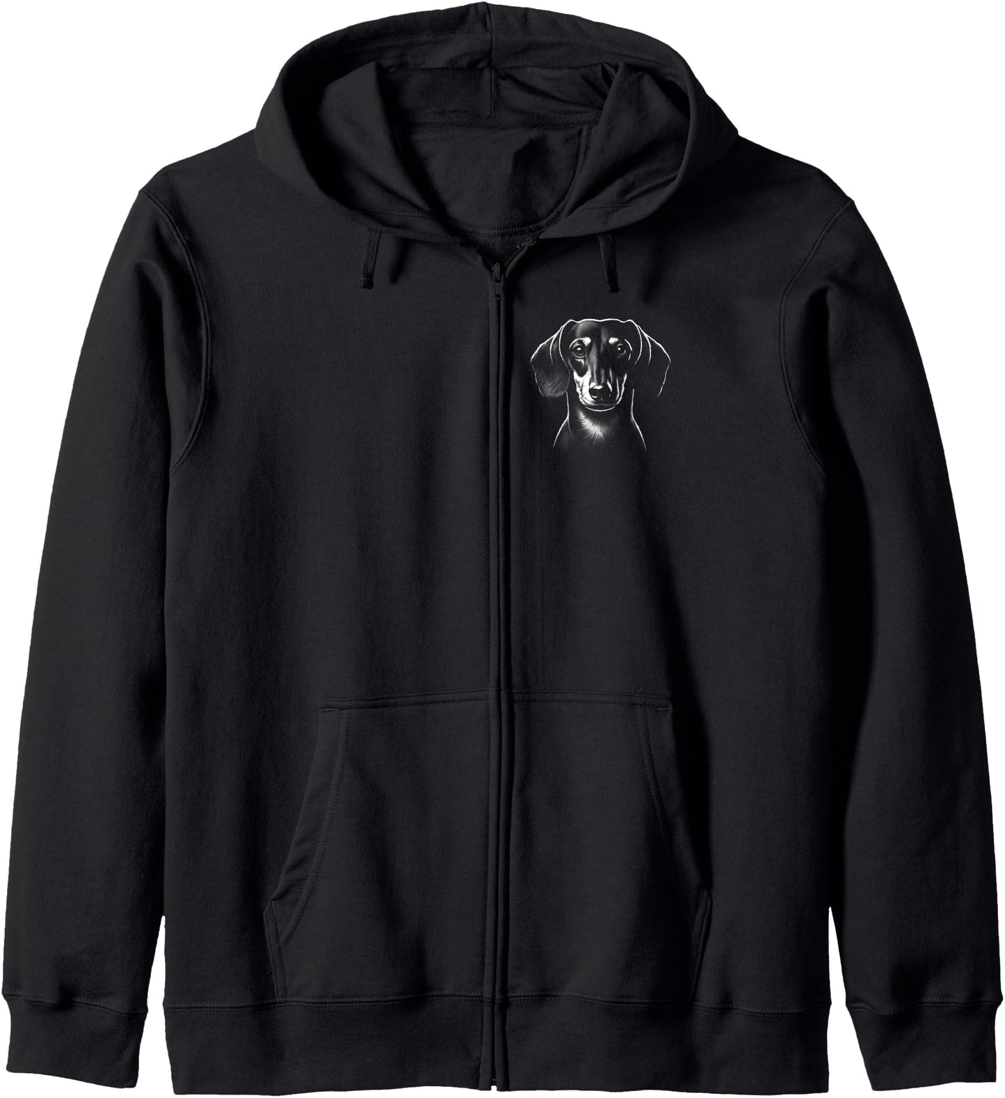 Cute Dachshund Head as Portrait in Drawing Style Zip Hoodie