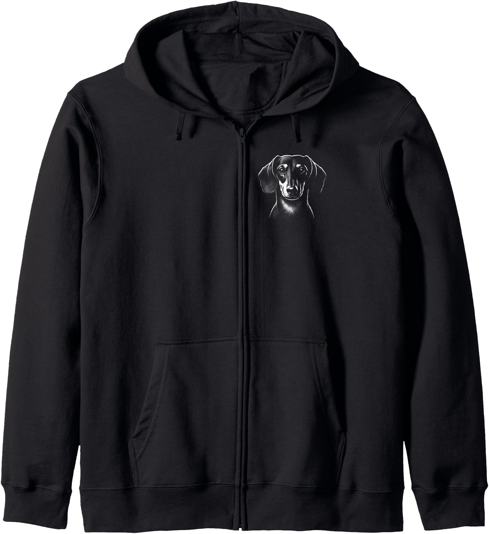 Cute Dachshund Head as Portrait in Drawing Style Zip Hoodie