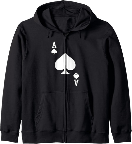 Ace of Spades - Card Halloween Easy Group Costume Poker Dark Zip Hoodie