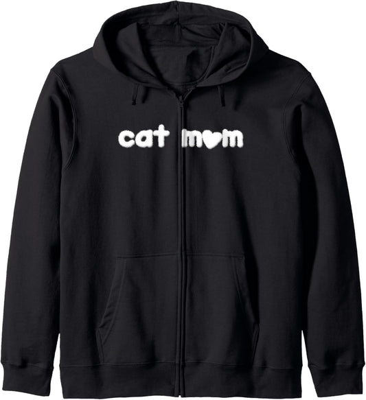Cat Mom Cat Lovers Meow Mama Mothers Day Cat Fur Letters Zip Hoodie