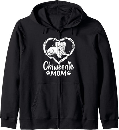 Chiweenie Mom Fur Mama Dog Lover Cute Mothers Day Zip Hoodie