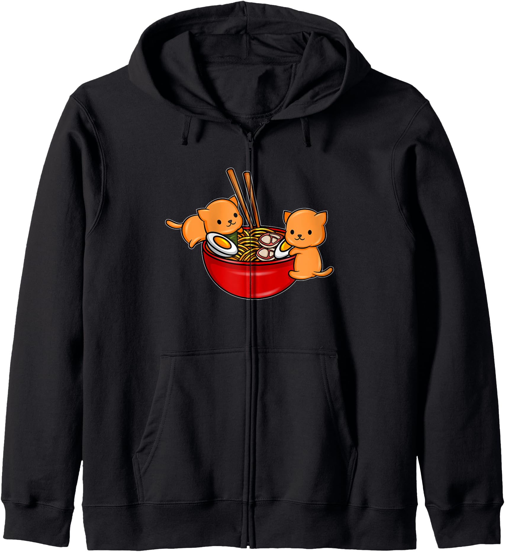 Noodles Eating Cat in Kawaii Japan Style for Anime Girls Hoodie