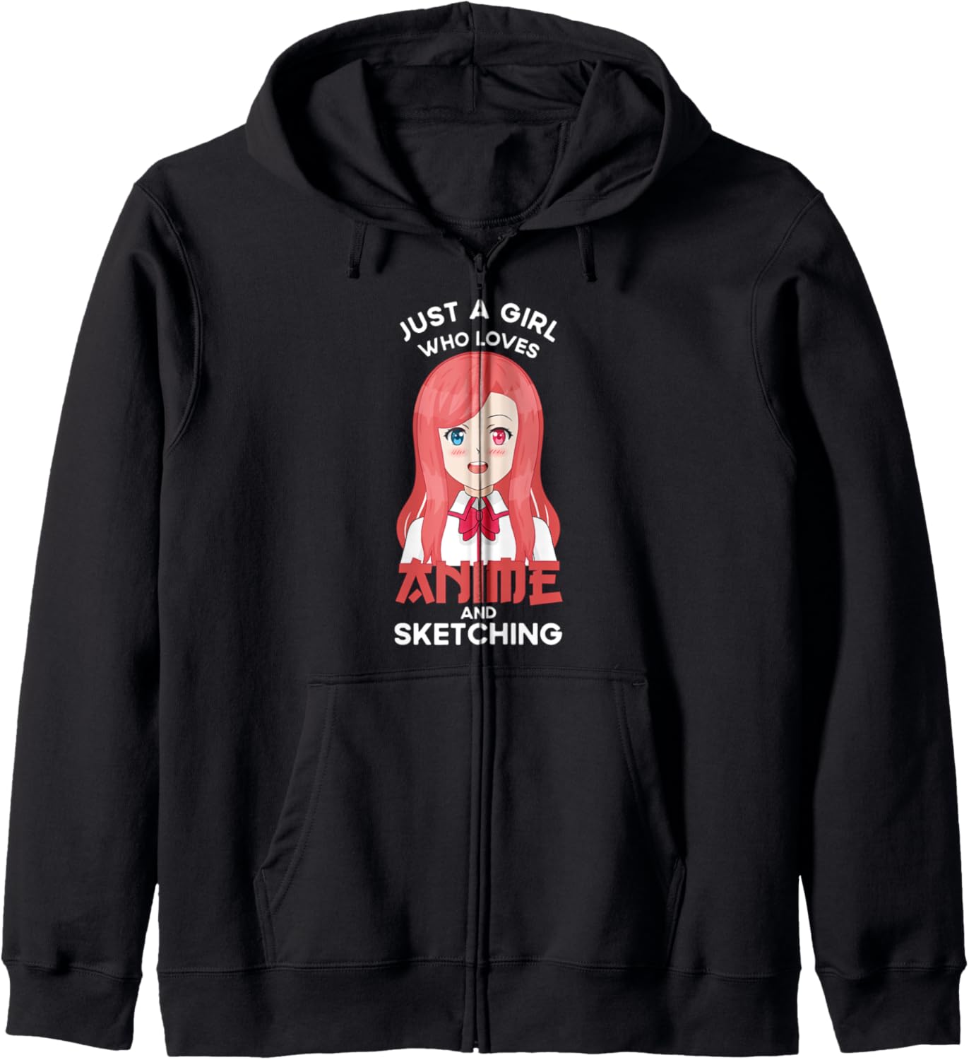 Anime Otaku Girls T-shirt Otaku Girl Loves Anime Sketching Zip Hoodie