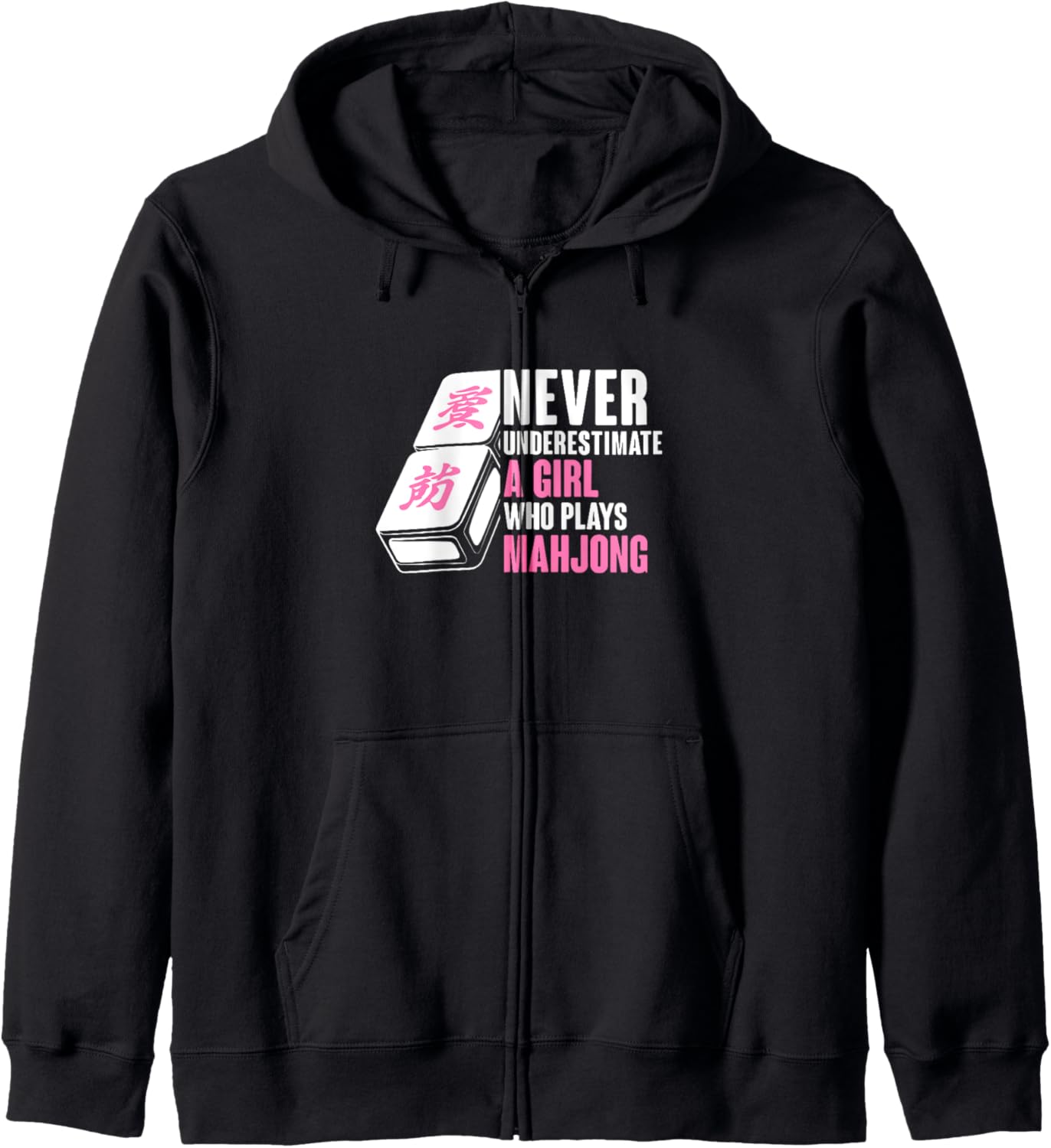 Never Underestimate A Girl Who Plays Mahjong Tile Mahjong Zip Hoodie