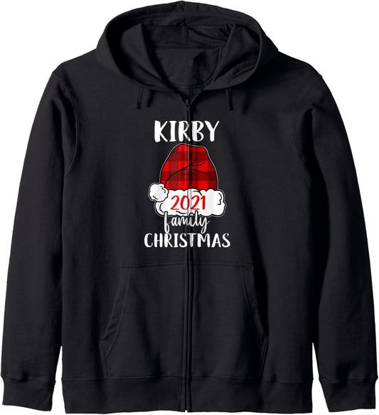 Christmas 2021 Kirby matching pajama Santa Hat Zip Hoodie