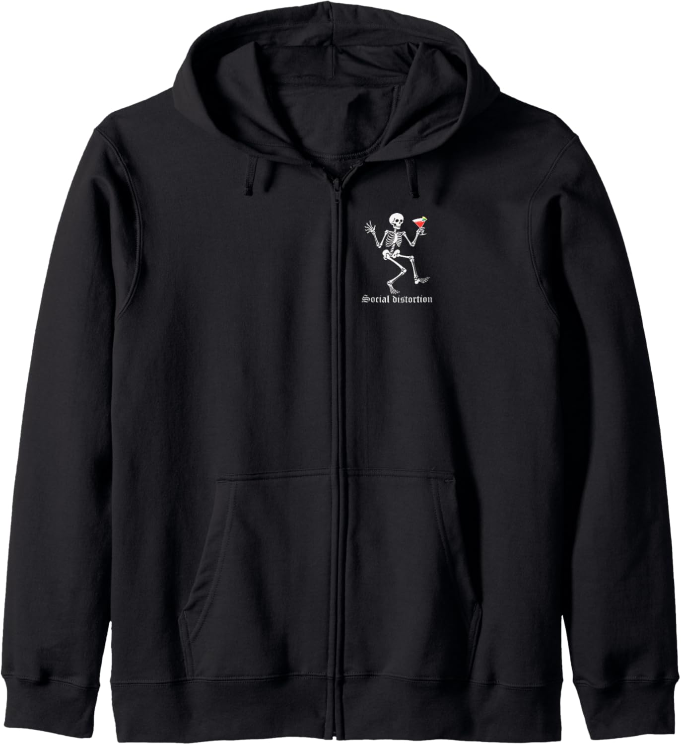 Social Distortions Skeleton Drinking Party Minimalist Zip Hoodie
