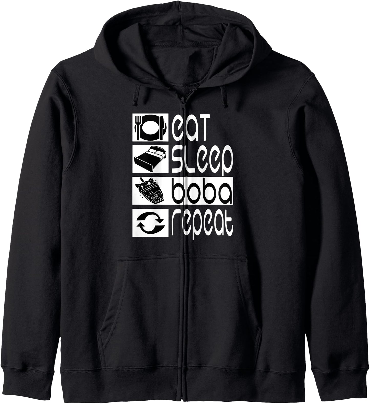 Boba Tea Funny Eat Sleep Boba Repeat Kawaii Anime Japanese Hoodie