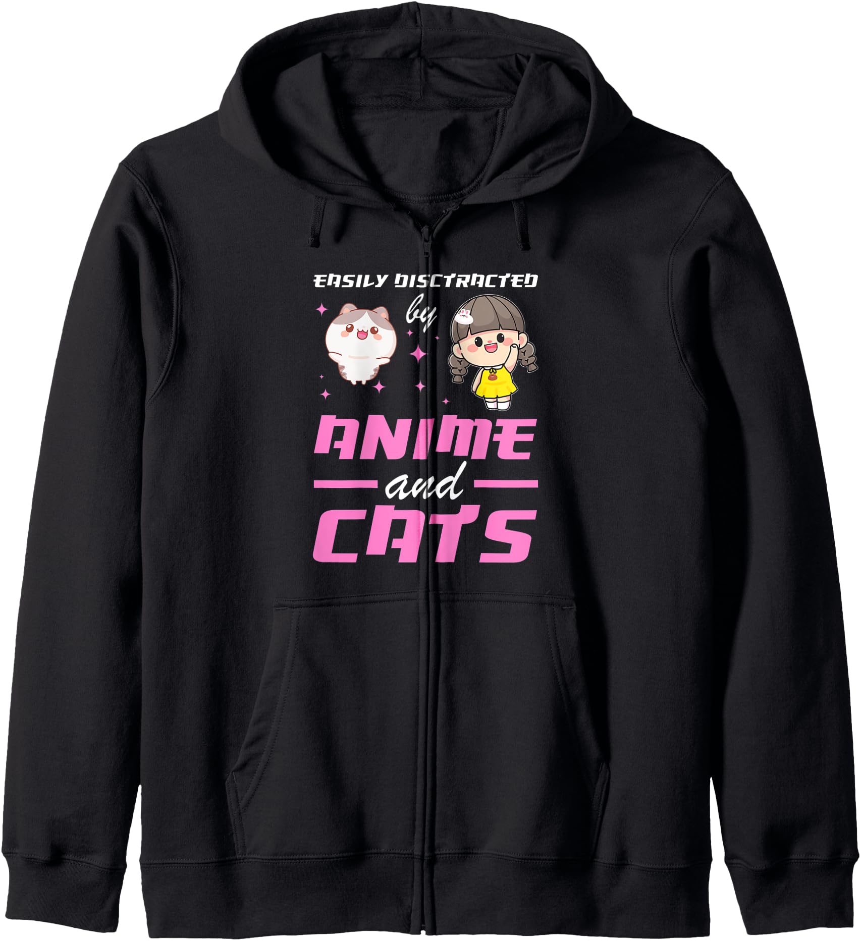 easily distracted by anime and cats Anime Merch Hoodie