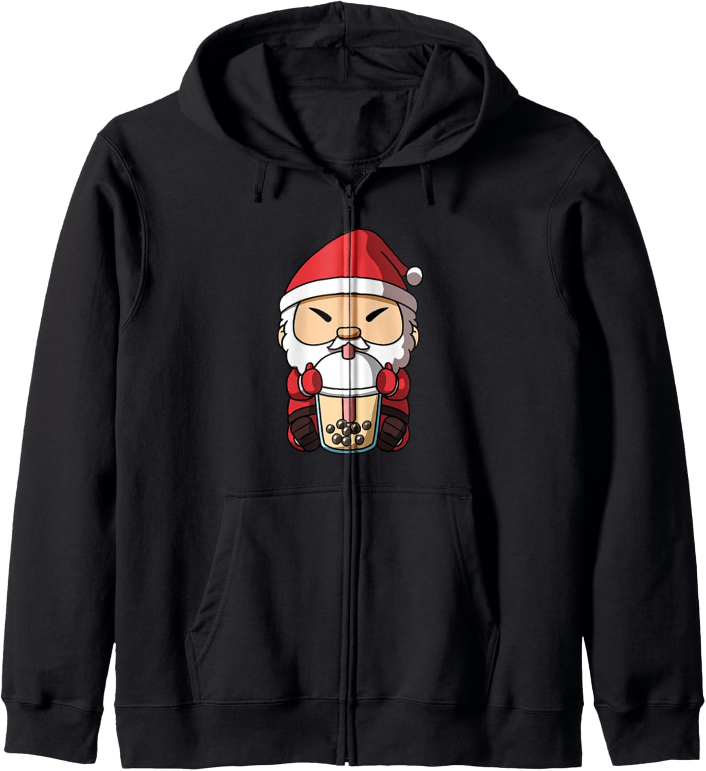 Christmas Santa Claus Boba Milk Tea Bubble Tea Anime Zip Hoodie