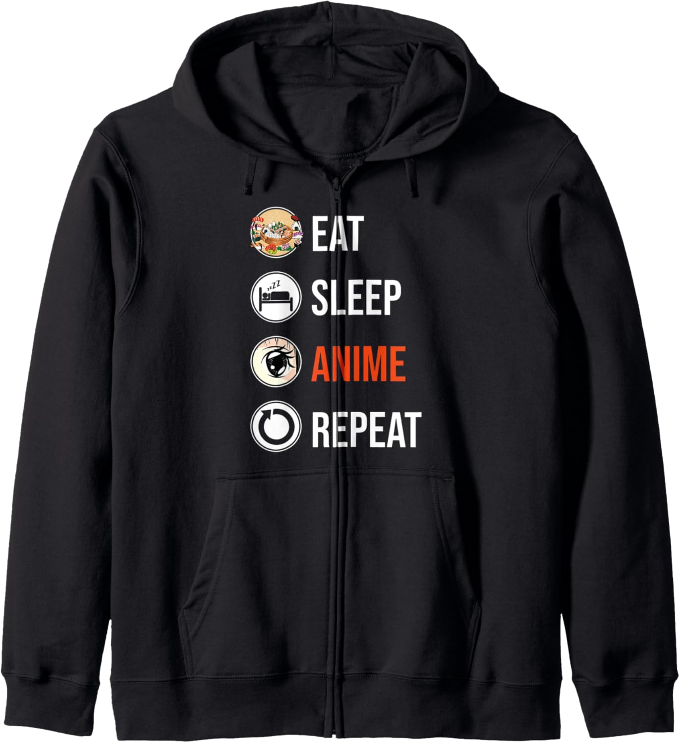 Japan Kawaii Ramen Noodle Otaku Eat Sleep Anime Repeat Anime Zip Hoodie
