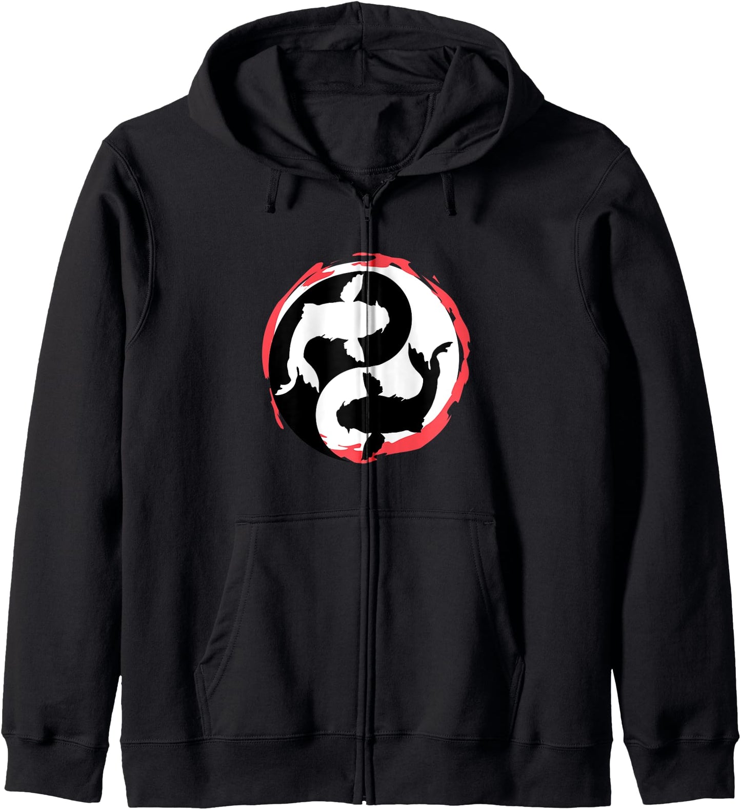 Yin Yang Koi Fish Art Japanese Fashion Lucky Charm Zip Hoodie