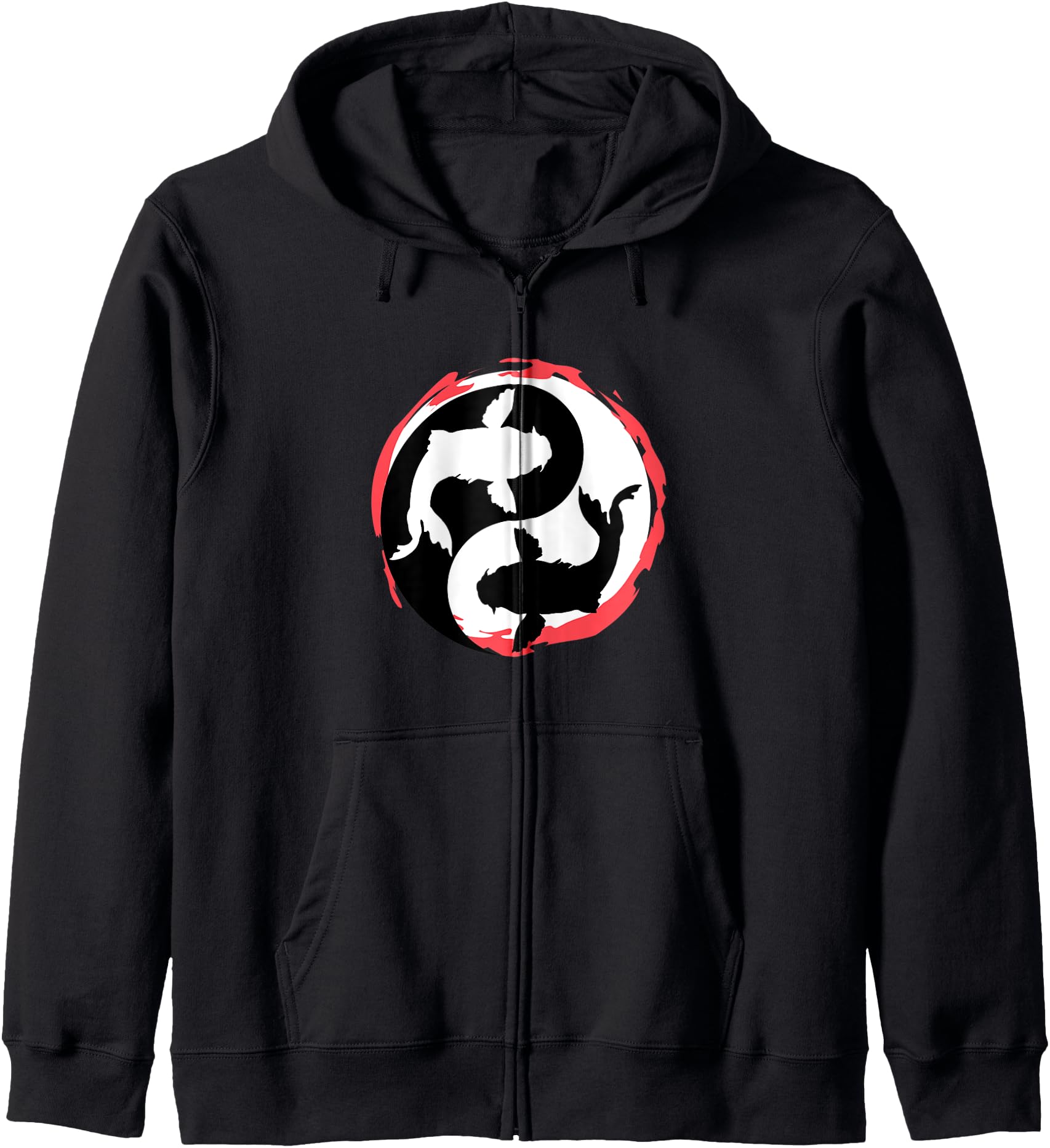 Yin Yang Koi Fish Art Japanese Fashion Lucky Charm Zip Hoodie