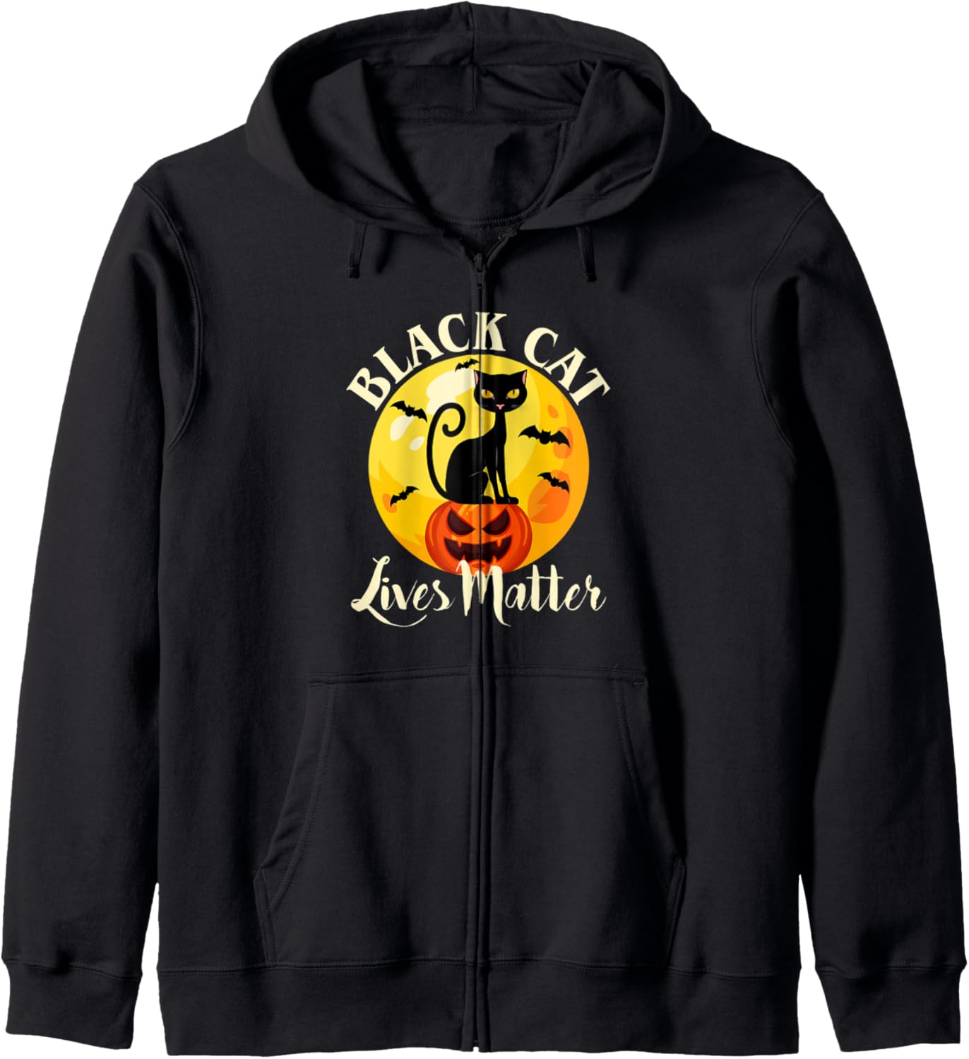 Cat Rescue Black Cat Lives Matter Rescued Foster Halloween Zip Hoodie