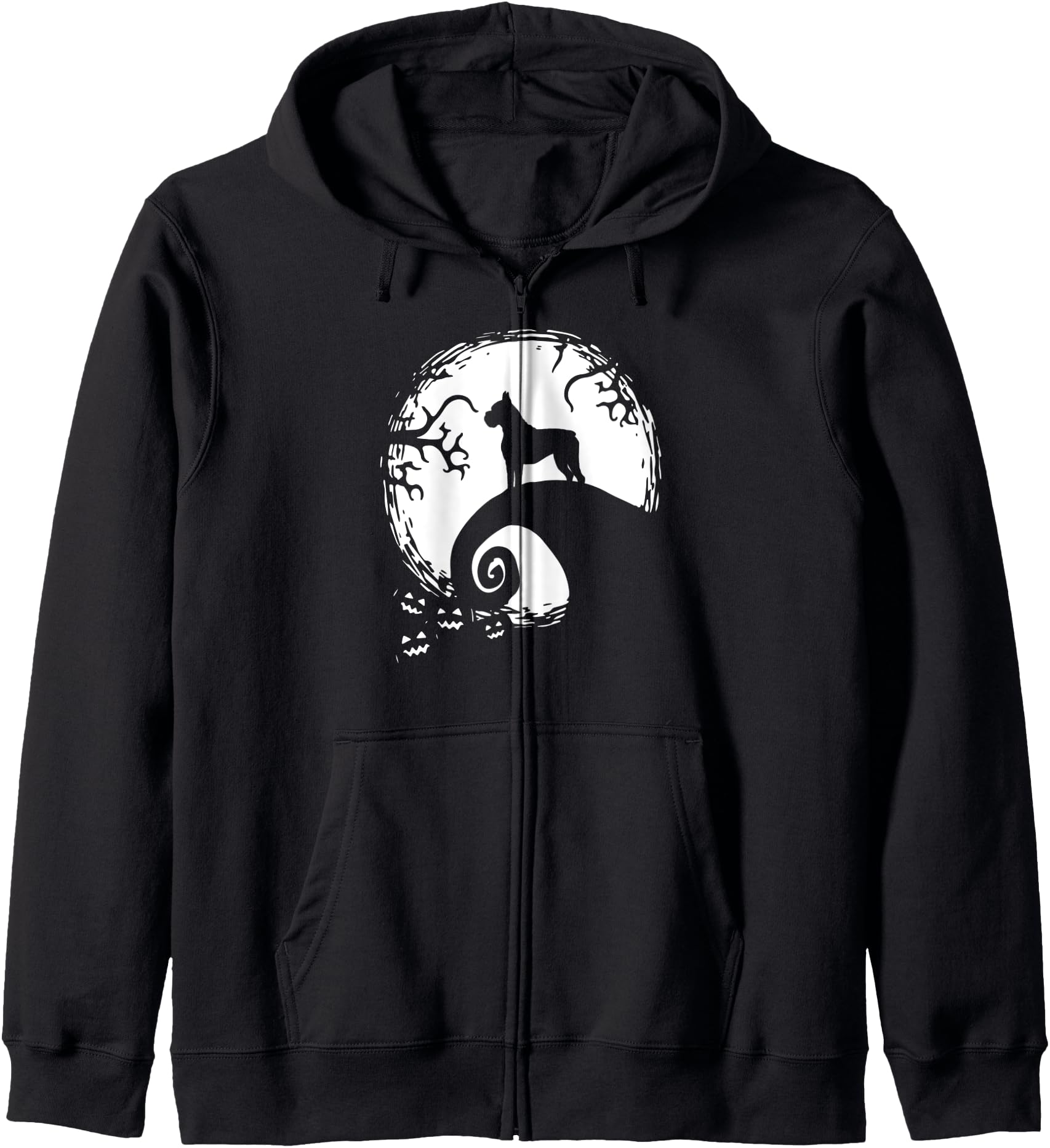 Boxer dog And Moon Halloween Zip Hoodie