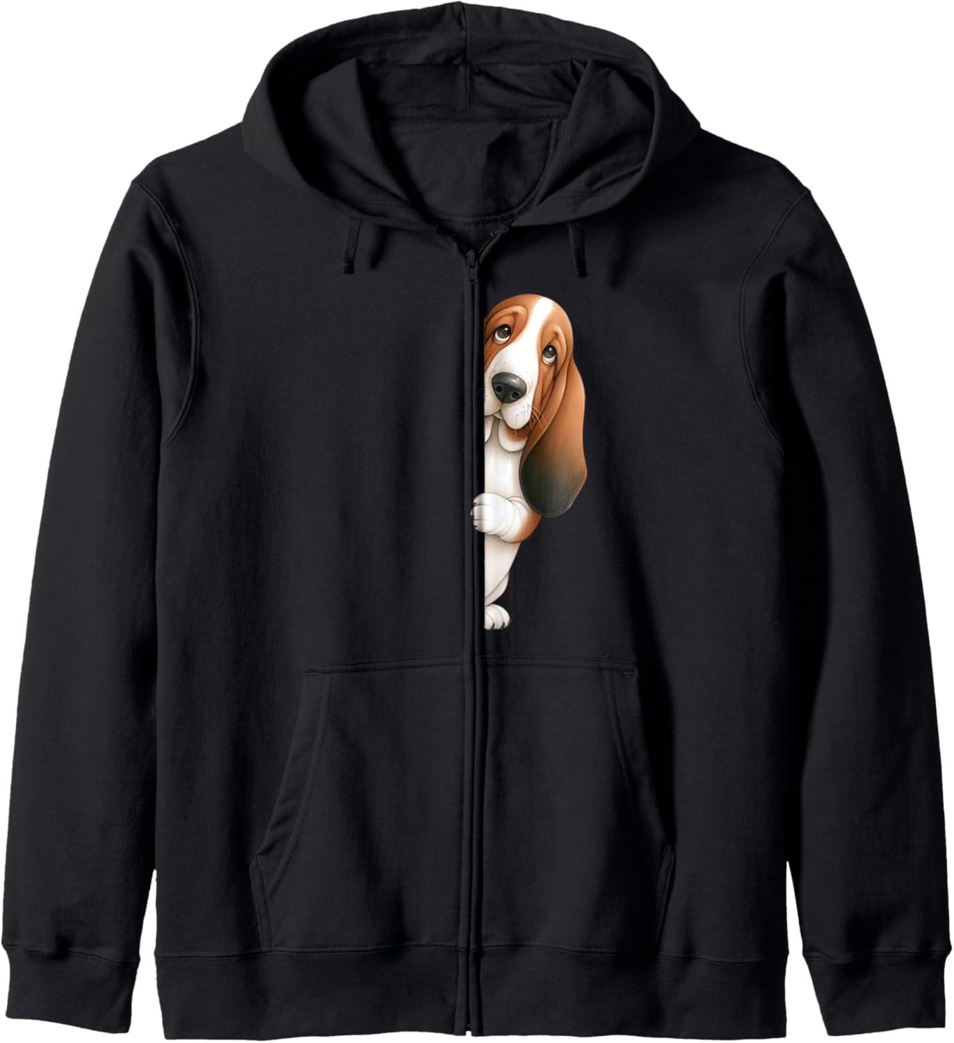 Basset Hound Peeking Around Corner Dog Lovers Zip Hoodie