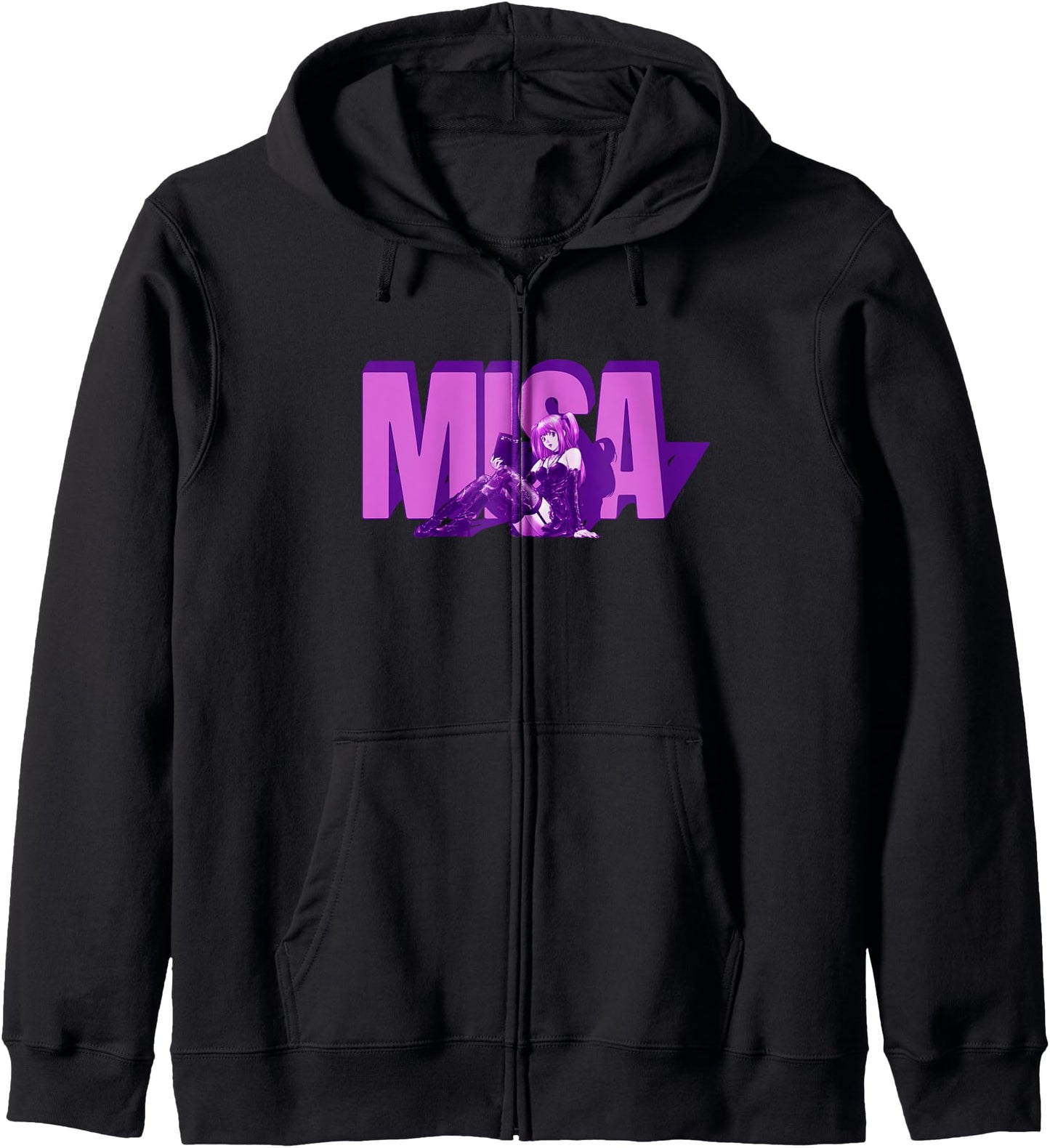 Death Note Misa Sitting with Name Purple Tone Anime Hoodie