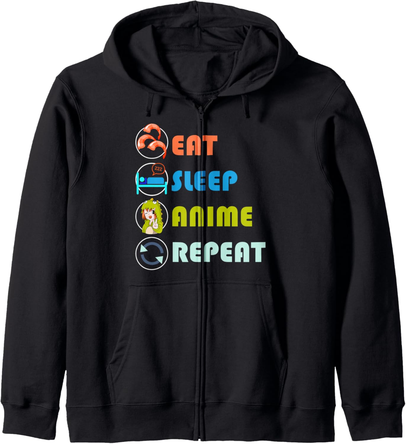 Eat Sleep Anime Repeat Kawaii Japanese Cuisine Otaku Anime Zip Hoodie