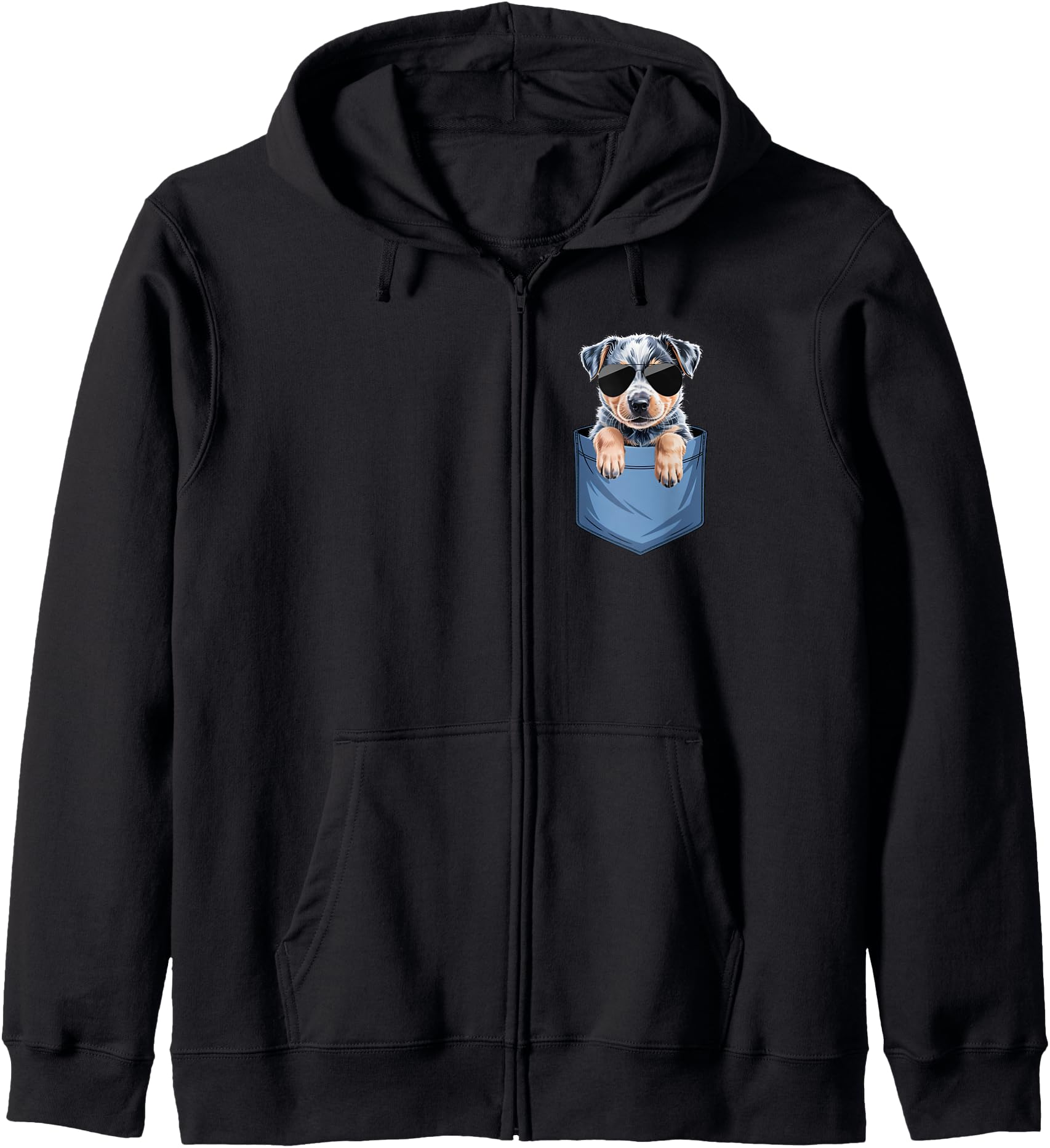 Cute Pocket Blue Heeler Lover Australian Cattle Dog Mom Zip Hoodie