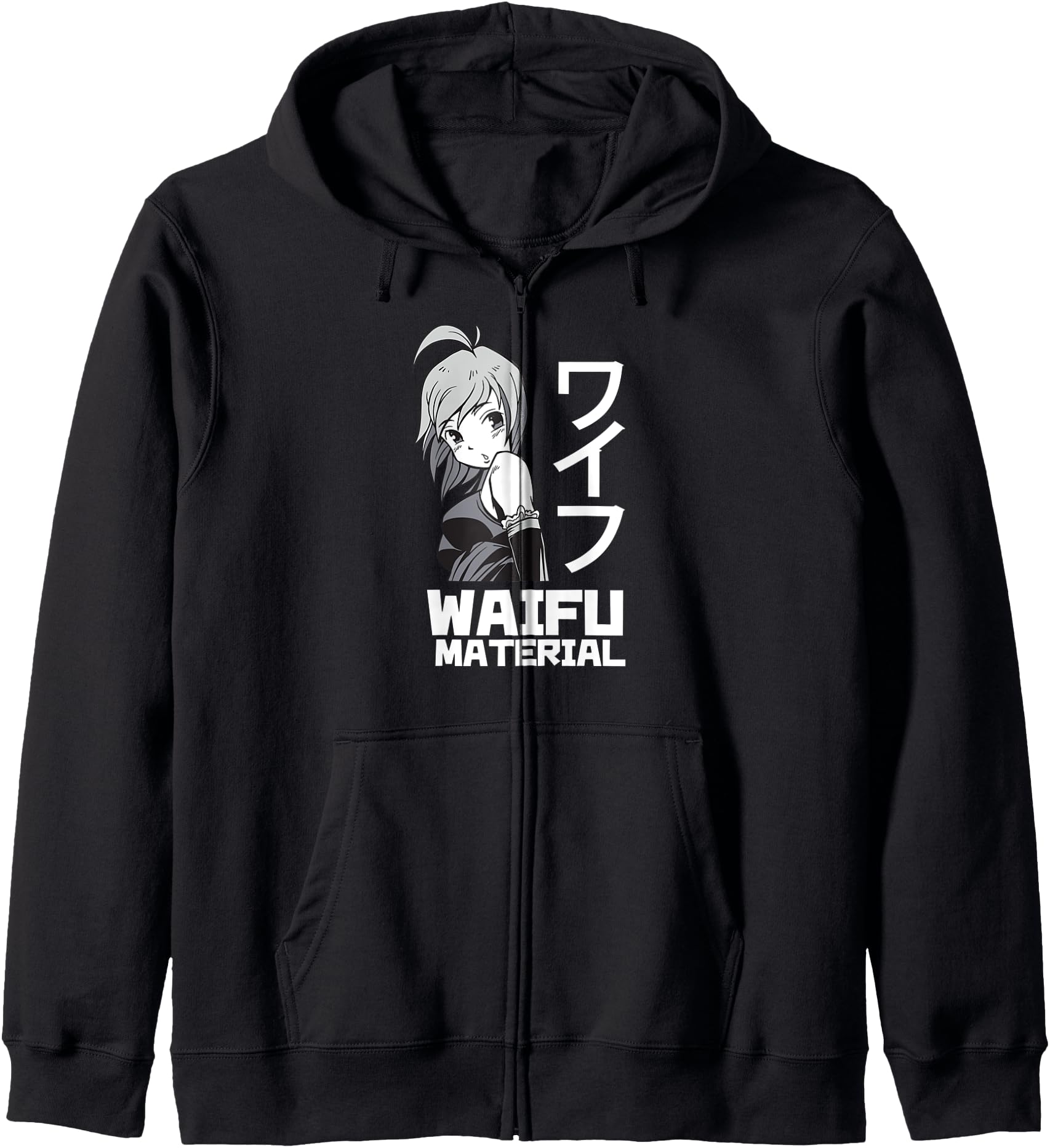WAIFU Hot Anime Girl Illustration Image Japanese Woman Zip Hoodie