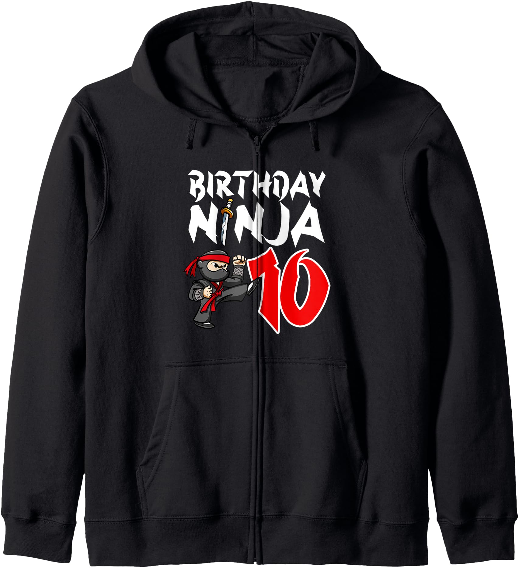 Birthday Party 10 Years Old Japanese Ninja Birthday Zip Hoodie