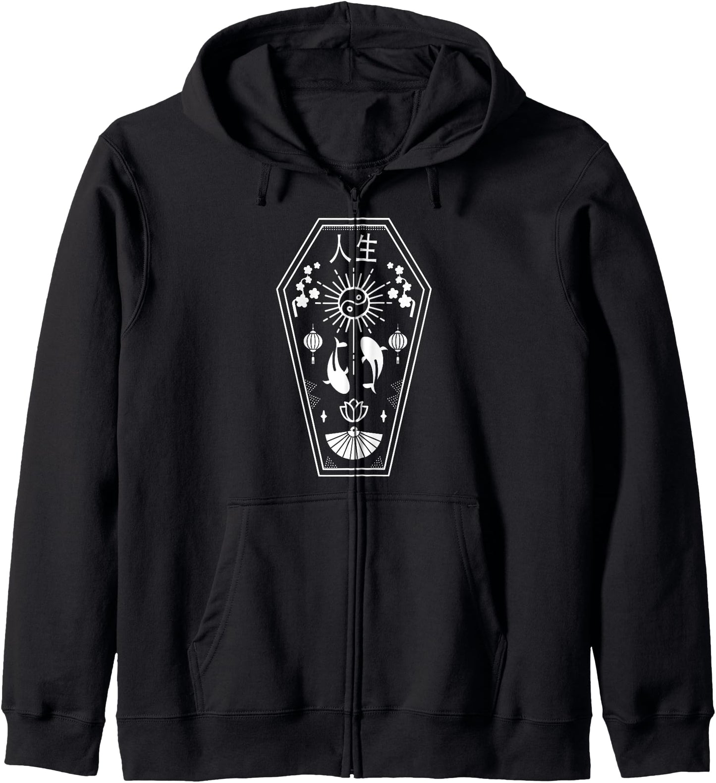 E Girl Aesthetic - Pastel Goth - Japanese Drippy 90s Coffin Zip Hoodie
