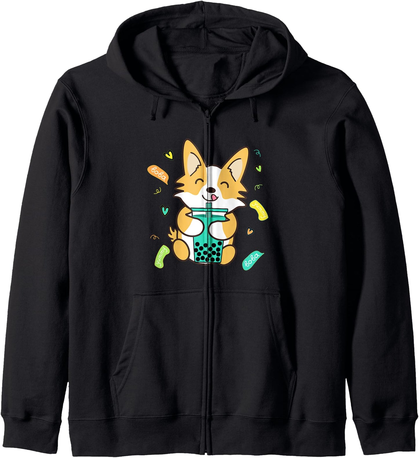 Kawaii Dog Corgi Boba Tea Bubble Milk Tea Funny Cute Anime Hoodie