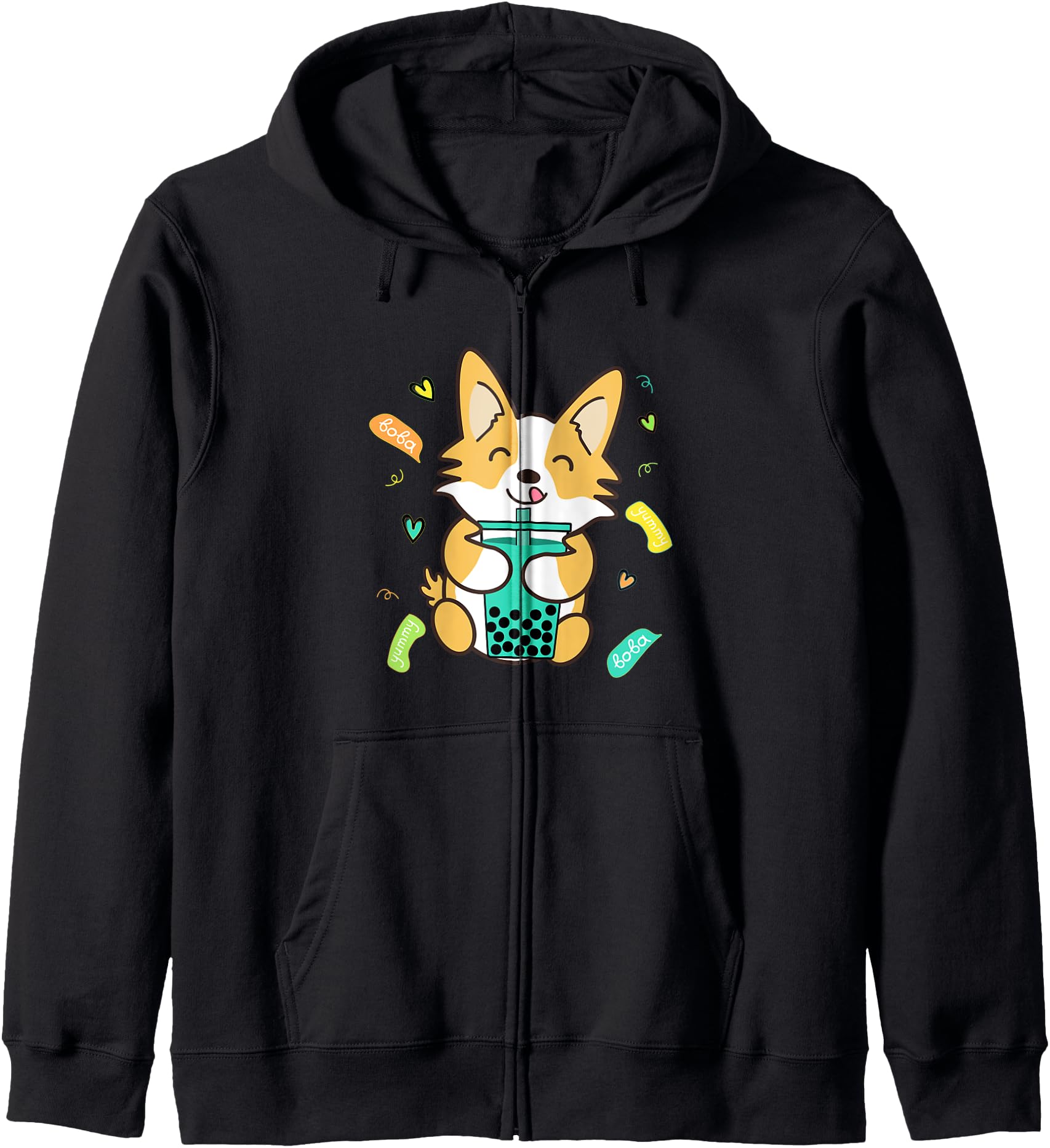 Kawaii Dog Corgi Boba Tea Bubble Milk Tea Funny Cute Anime Hoodie