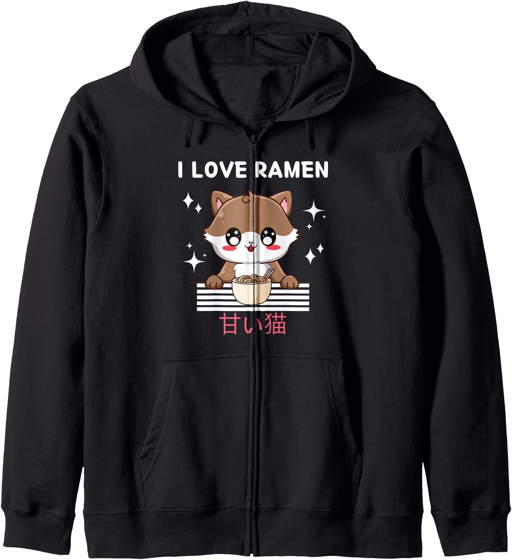 I Love Ramen Cute Kawaii Cats Eats Ramen Japanese Anime Hoodie