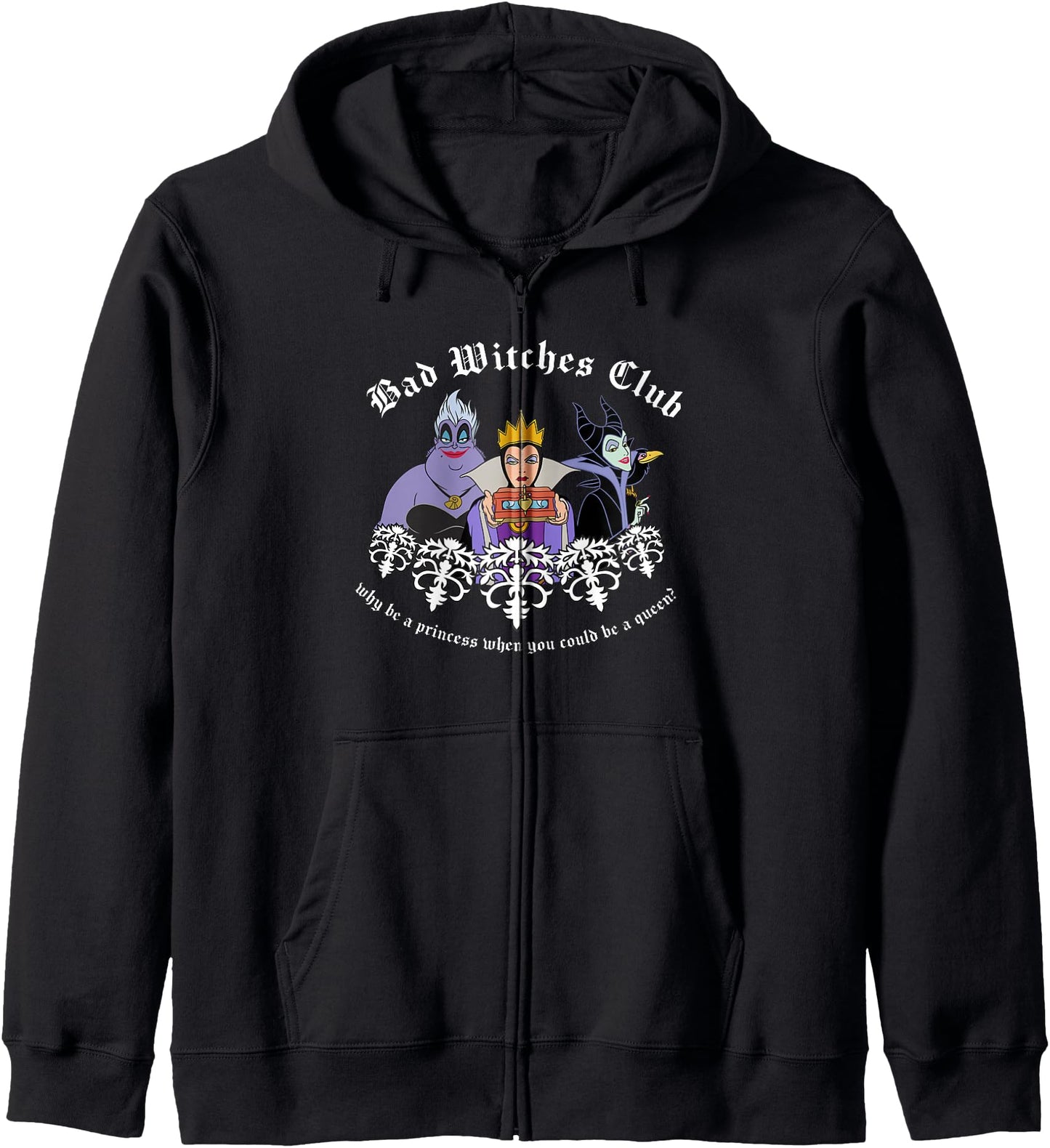 Disney Villains Bad Witches Club Epic Group Shot Chest Logo Zip Hoodie