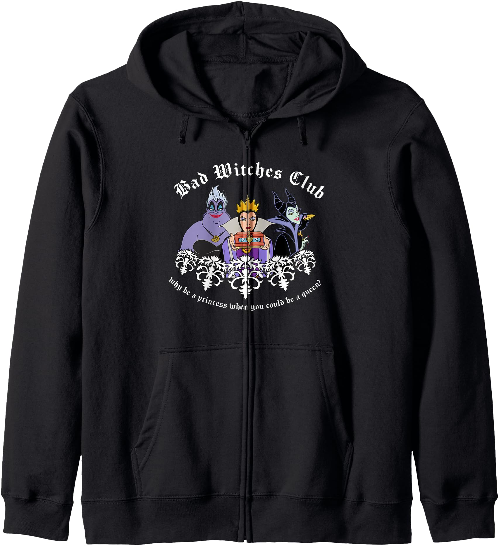 Disney Villains Bad Witches Club Epic Group Shot Chest Logo Zip Hoodie